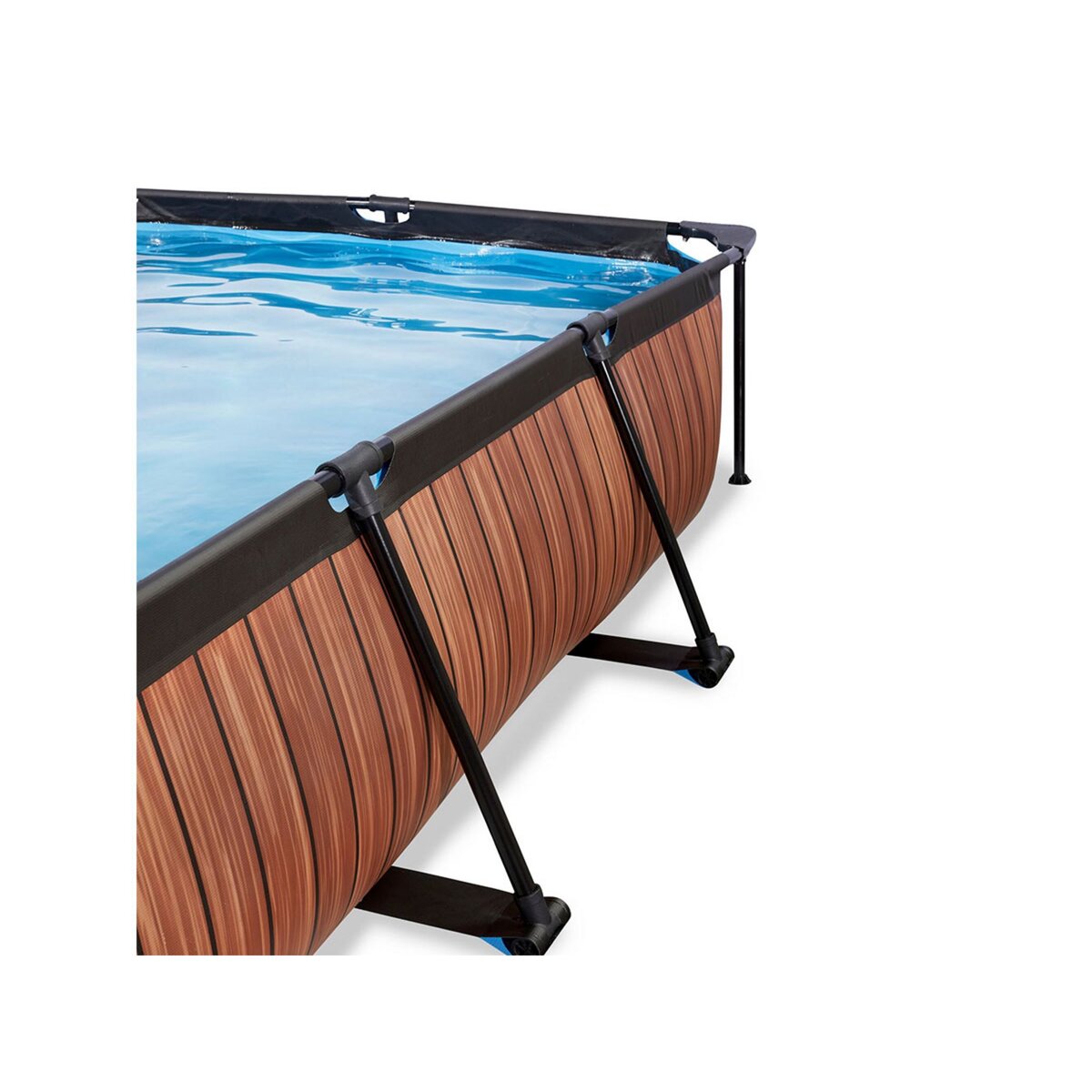 EXIT TOYS Piscine tubulaire Wood rectangulaire 2,20 x 1,50 x 0,65 m avec dôme - Exit Toys