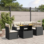 VIDAXL Salon de jardin 6 pcs avec coussins noir resine tressee