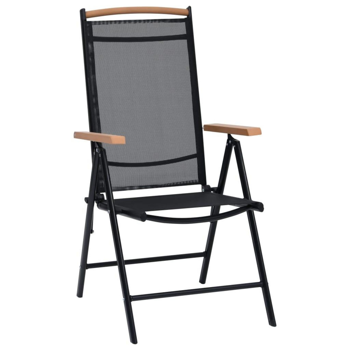 VIDAXL Chaises de jardin pliables lot de 2 aluminium et textilene noir