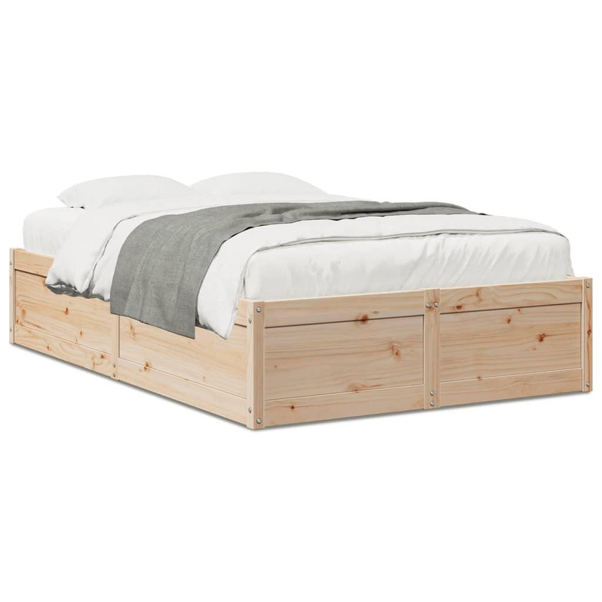 Voir la diapositive 2 : VIDAXL Cadre de lit sans matelas 135x190 cm bois de pin massif