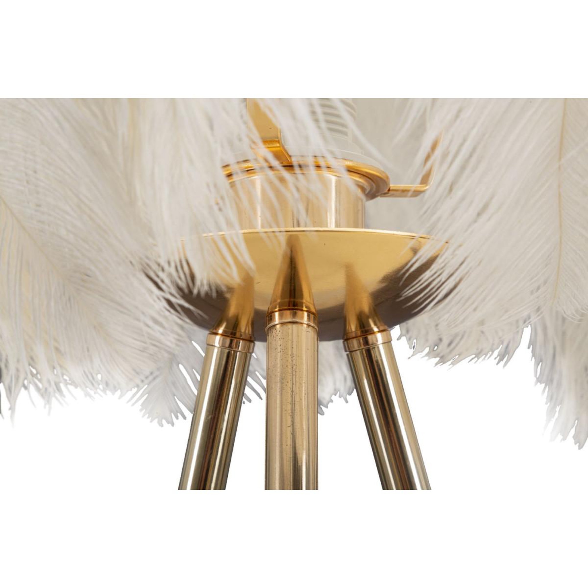 Voir la diapositive 3 : Paris Prix Lampe à poser imitation plume  stand  60cm or & blanc