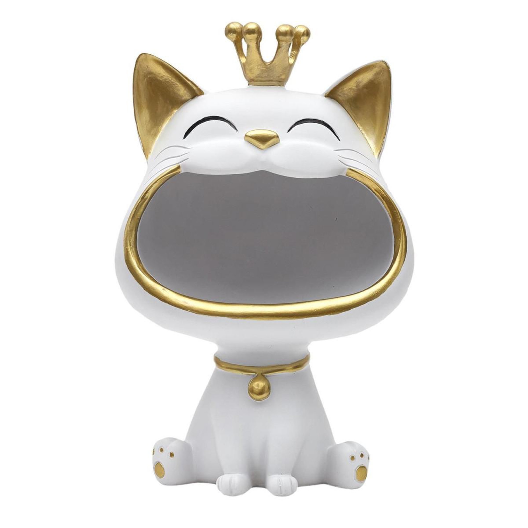 Voir la diapositive 2 : The Home Deco Factory Vide-poche statue  chat  25cm blanc