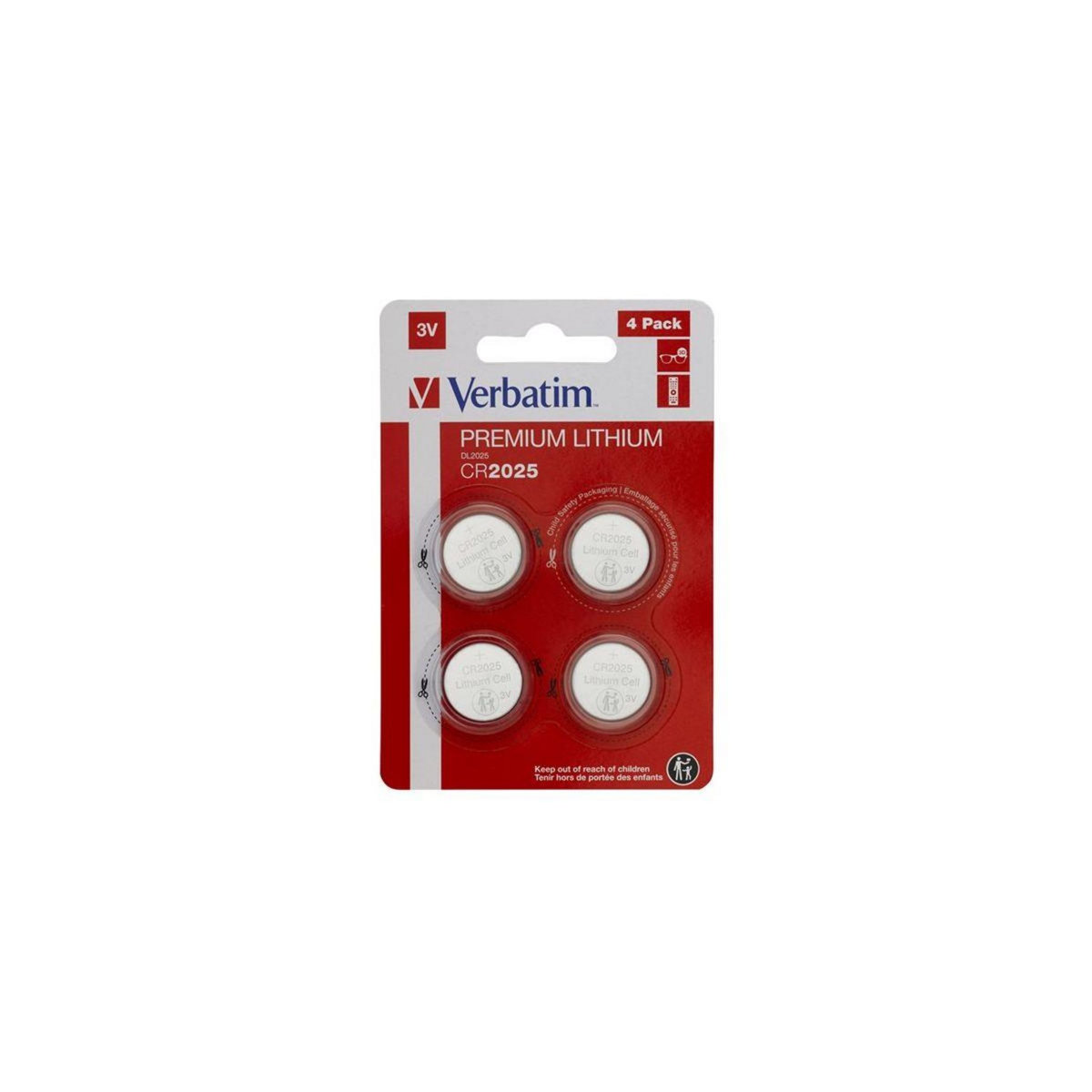 Verbatim Pile CR2025 - Pile au lithium 3V (pack de 4)