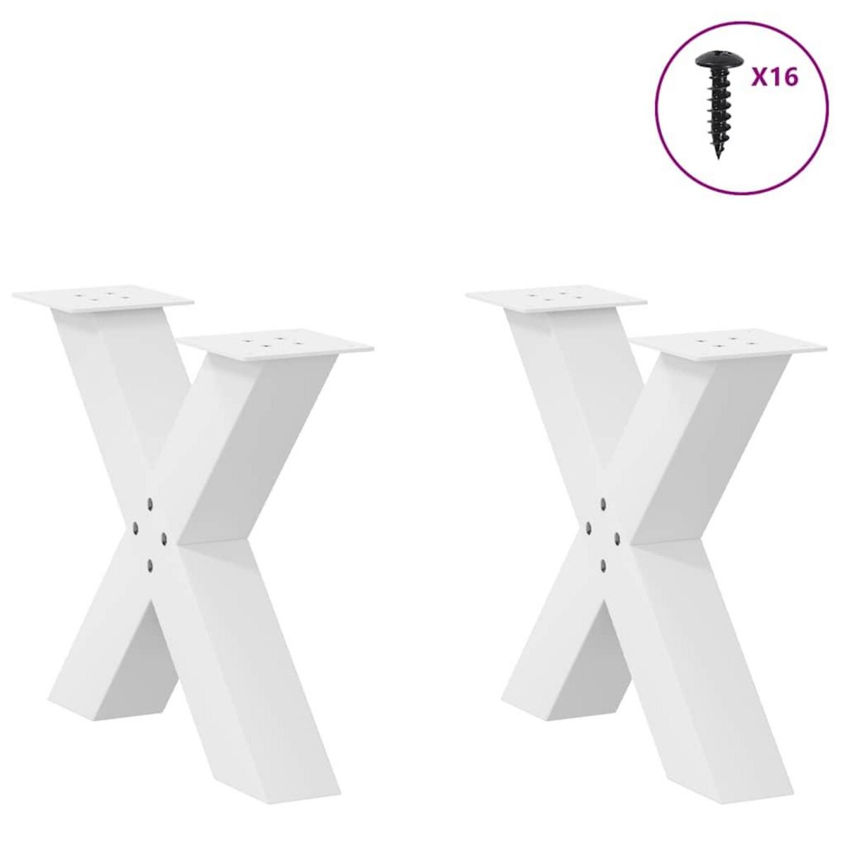 VIDAXL Pieds de table basse forme de X 2 pcs blanc 60x(42-43) cm acier