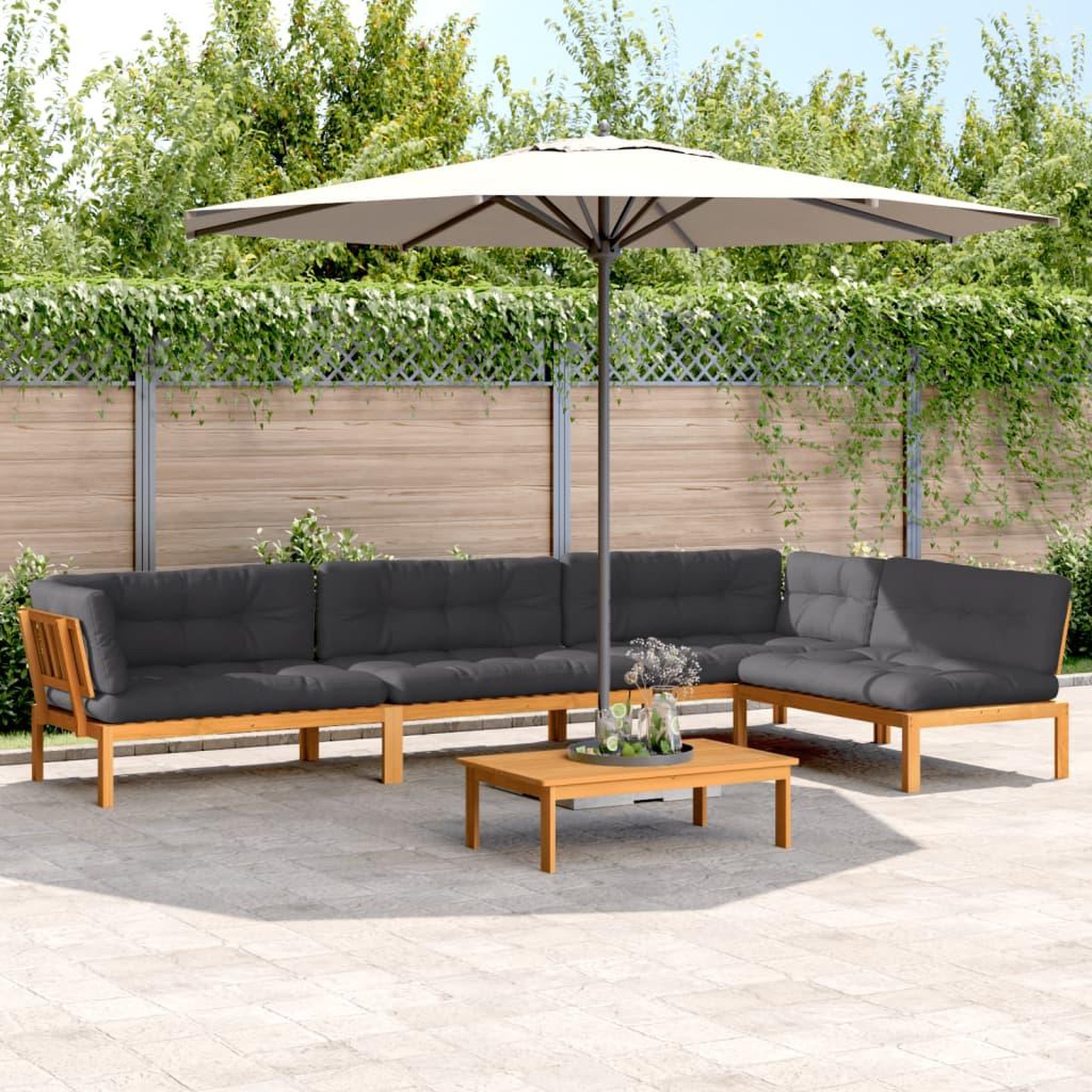 VIDAXL Salon palette de jardin avec coussins 5pcs bois d'acacia massif