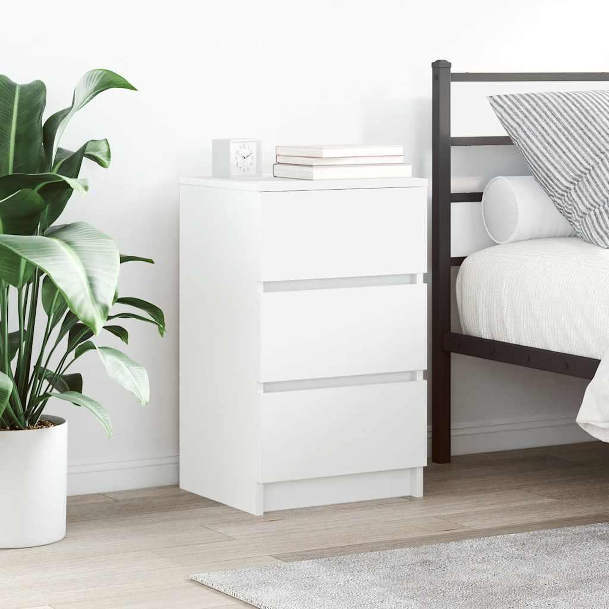 VIDAXL Tables de chevet avec 3 tiroirs 2 pcs blanc 39x35x65 cm