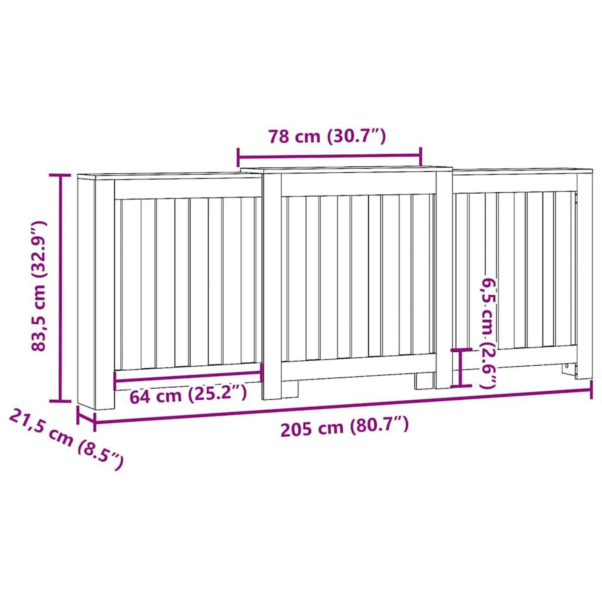 Voir la diapositive 6 : VIDAXL Cache-radiateur blanc 205x21,5x83,5 cm bois d'ingenierie