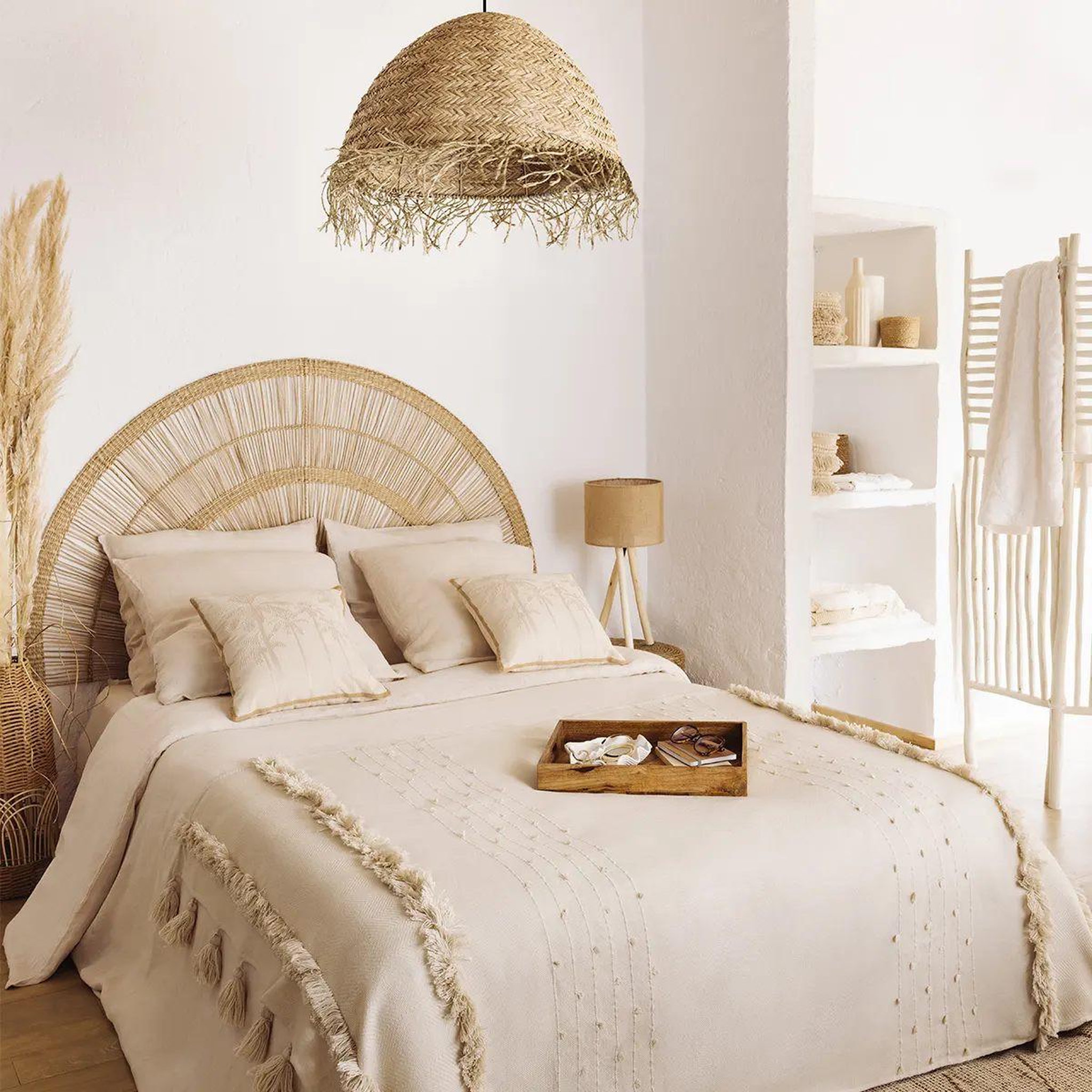Voir la diapositive 4 : ATMOSPHERA Lampe suspension en roseau  sea view  56cm naturel