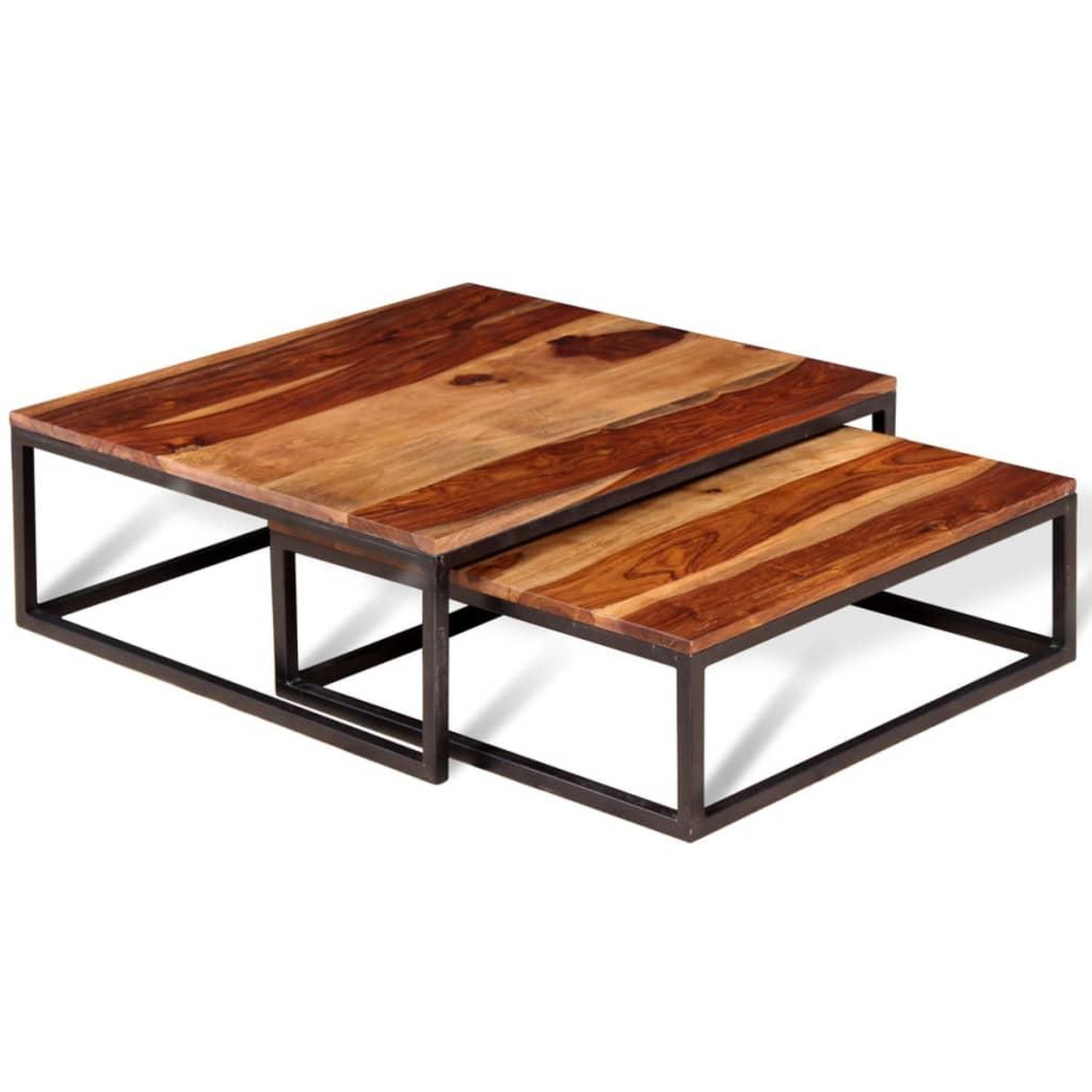 Voir la diapositive 4 : VIDAXL Ensemble de table basse gigogne 2 pcs Bois massif
