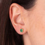 Voir la diapositive 2 : L'ATELIER D'AZUR Boucles d'Oreilles Or 18 Carats 750 Jaune et Malachite - Rondes