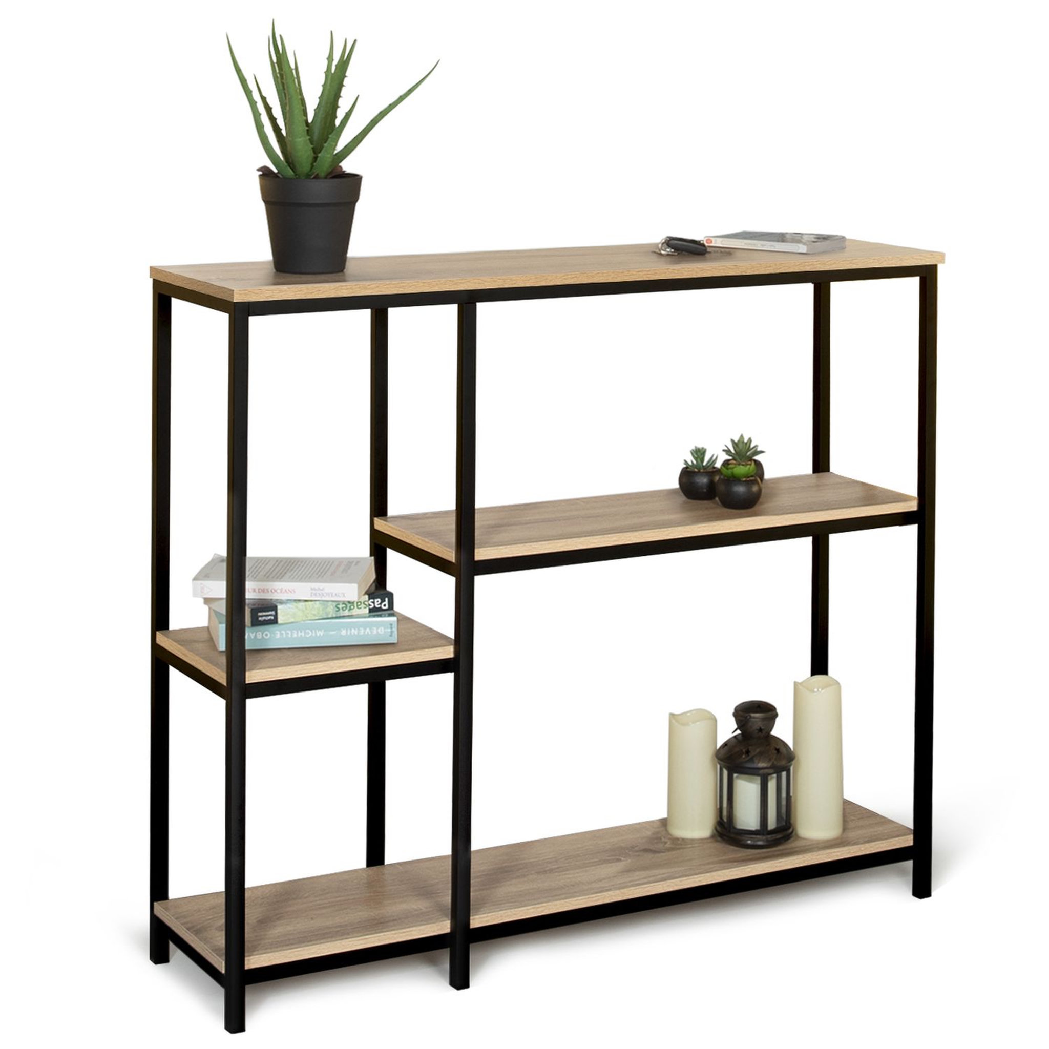 Voir la diapositive 1 : Console style industriel 4 plateaux L110 cm HOUSTON