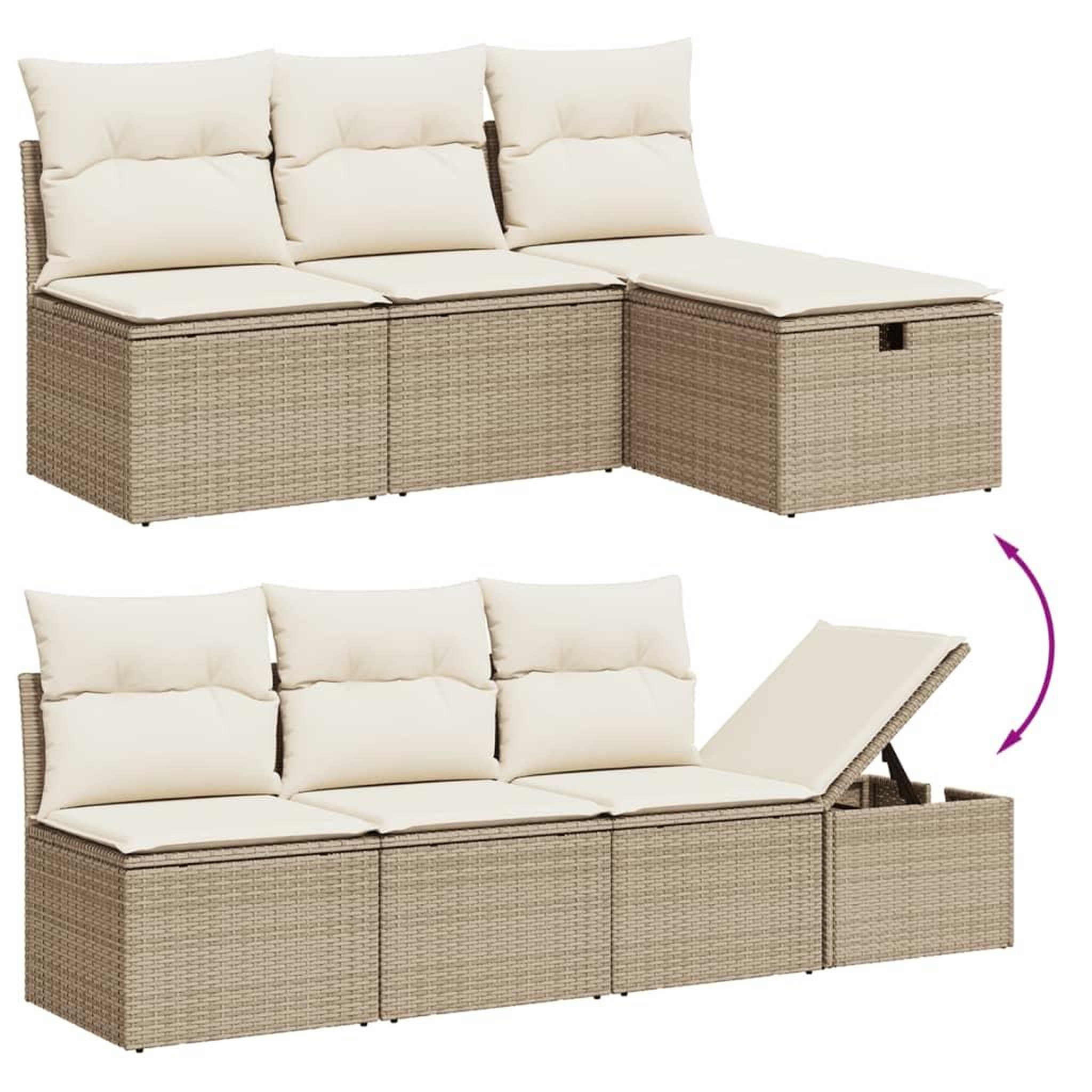 Voir la diapositive 3 : VIDAXL Salon de jardin avec coussins 9 pcs beige resine tressee
