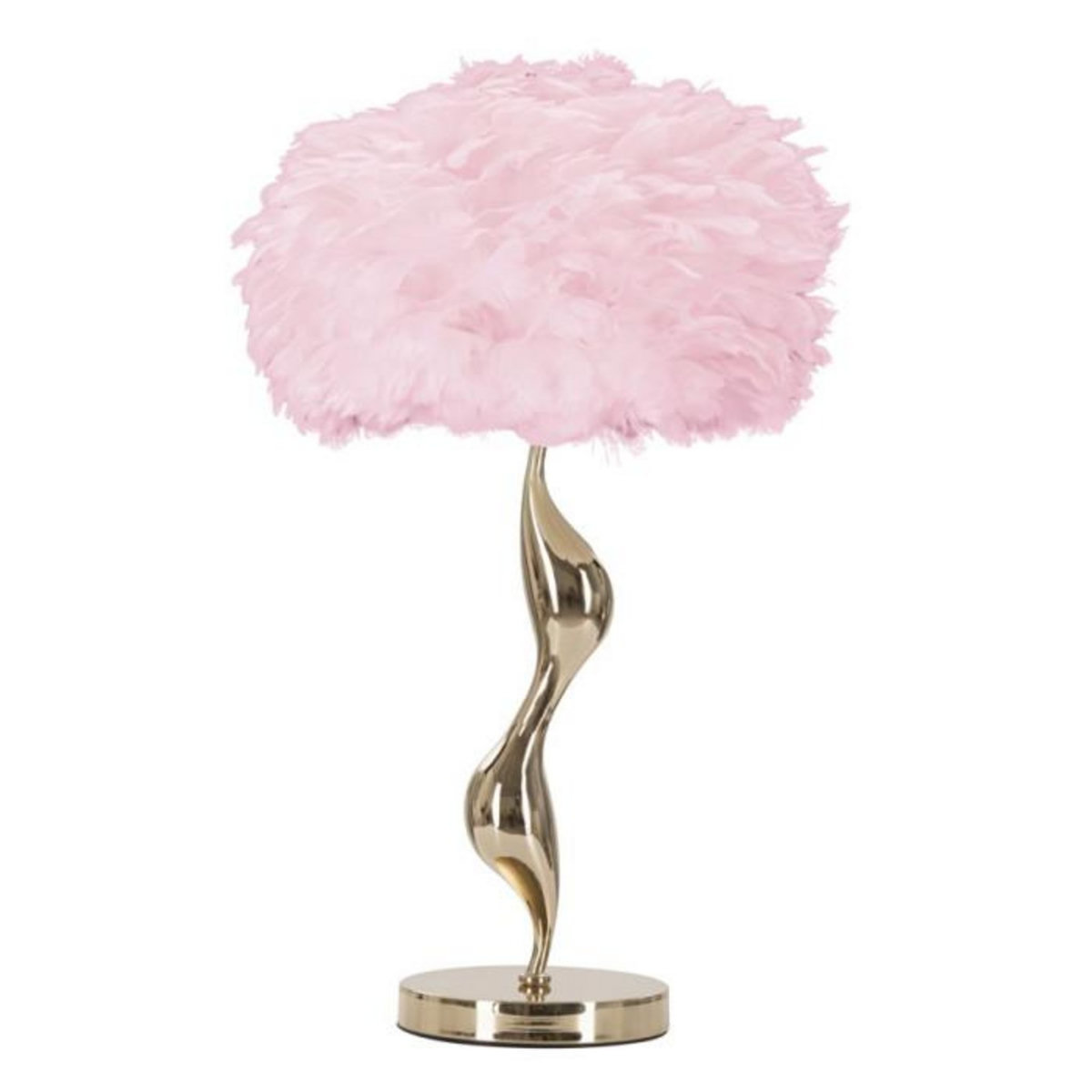 Paris Prix Lampe à Poser Imitation Plume  Slim  63cm Or & Rose