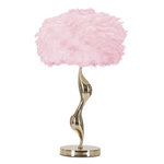 Paris Prix Lampe à Poser Imitation Plume  Slim  63cm Or & Rose