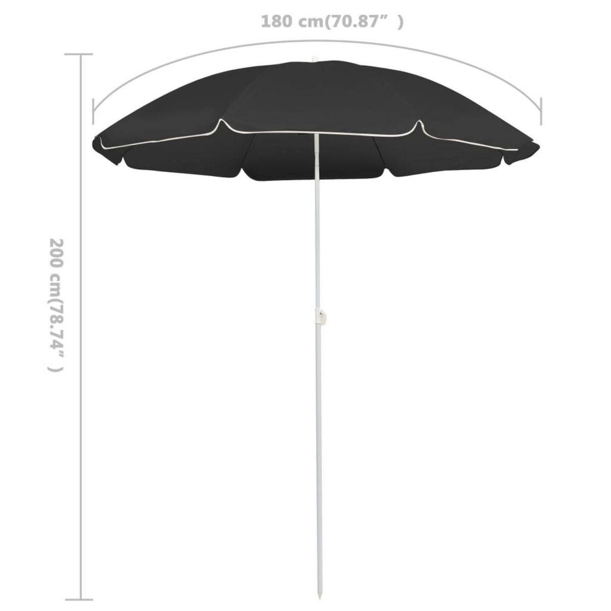 VIDAXL Parasol de jardin avec mat en acier anthracite 180 cm