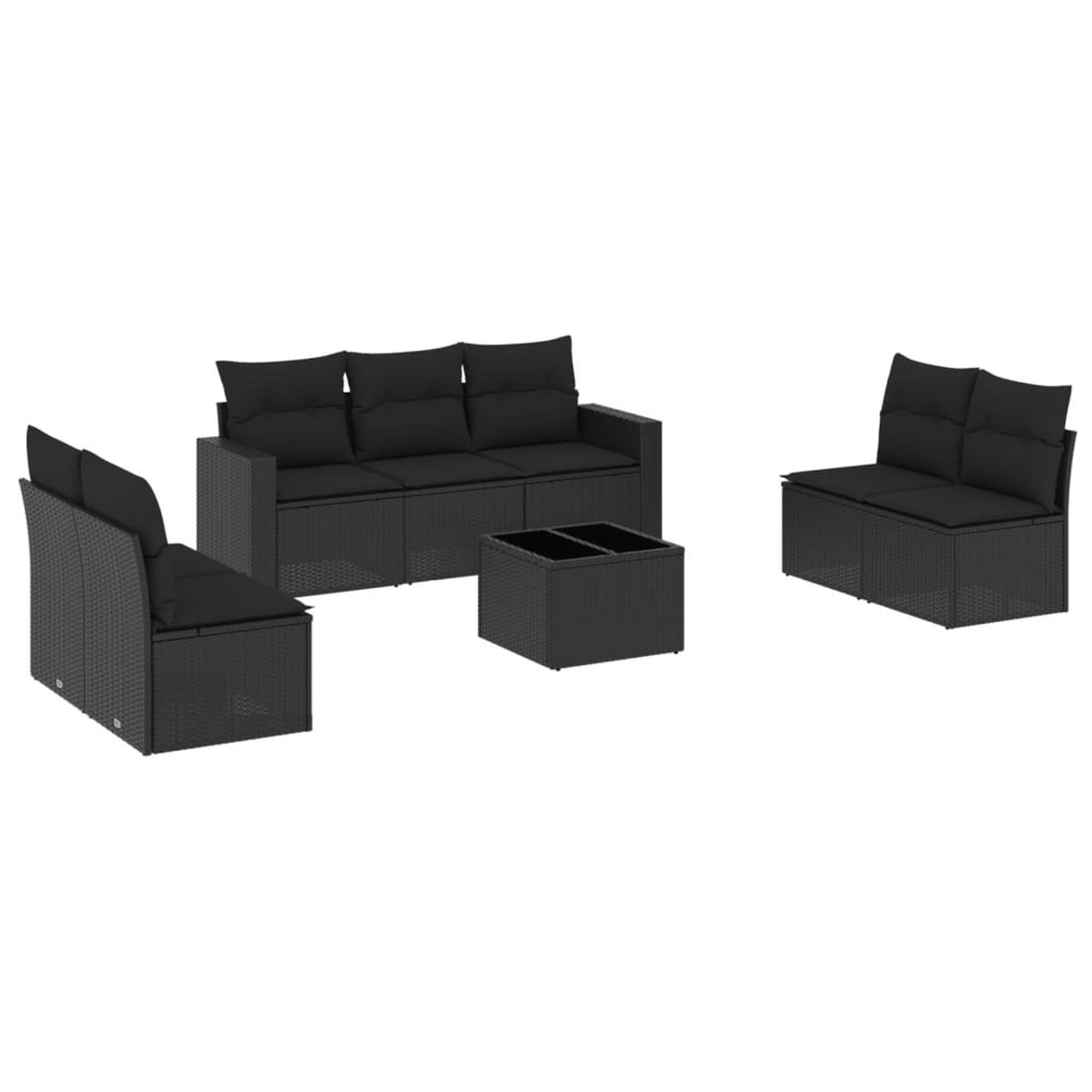 Voir la diapositive 2 : VIDAXL Salon de jardin 8 pcs avec coussins noir resine tressee