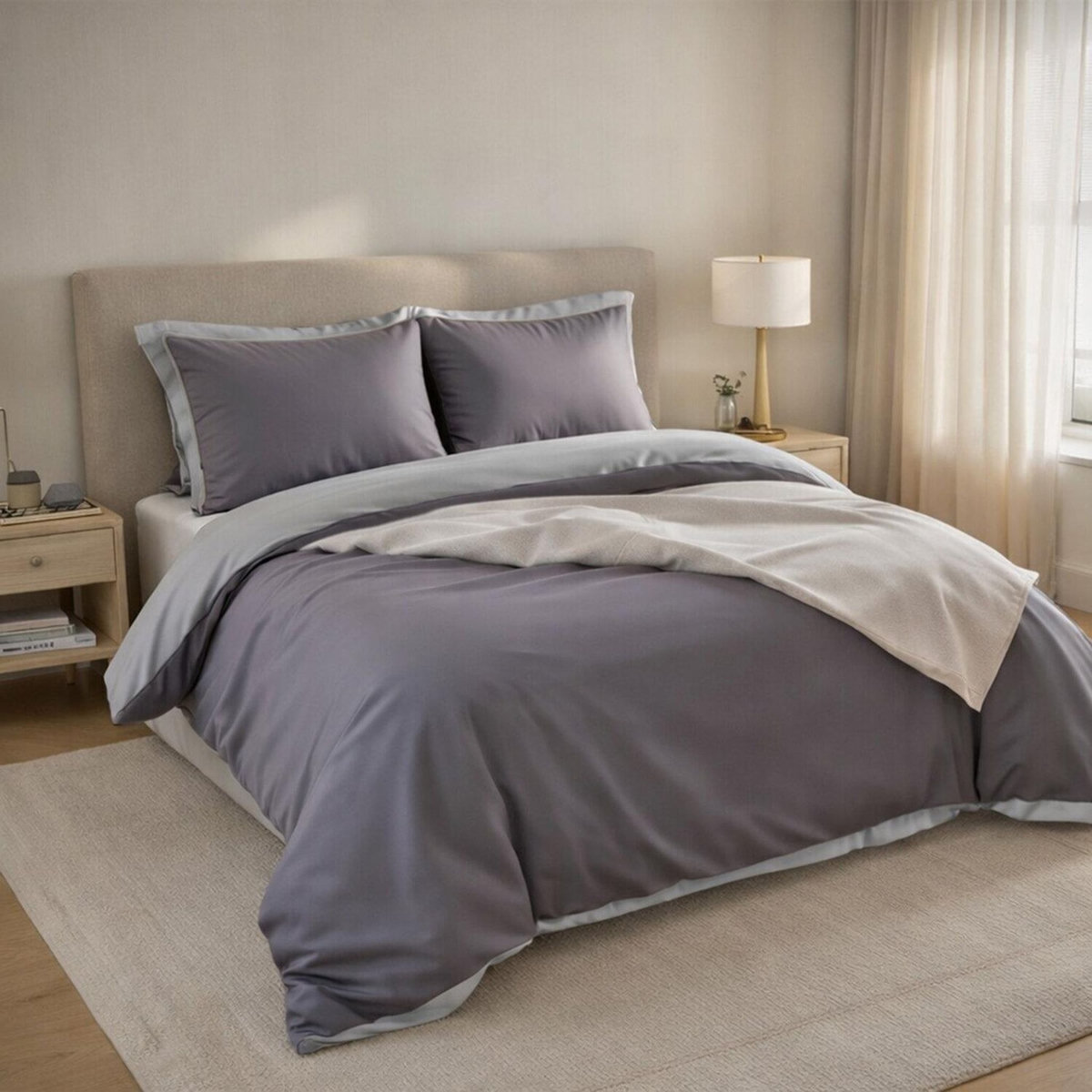 Home collection Lot de 2 taies d'oreiller 100% percale de coton 70 fils