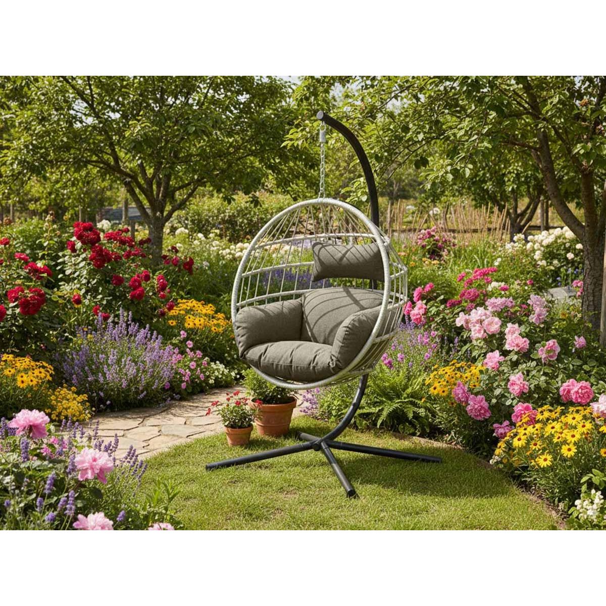 JARDIDECO Fauteuil suspendu en corde Palanga Gris - Jardideco