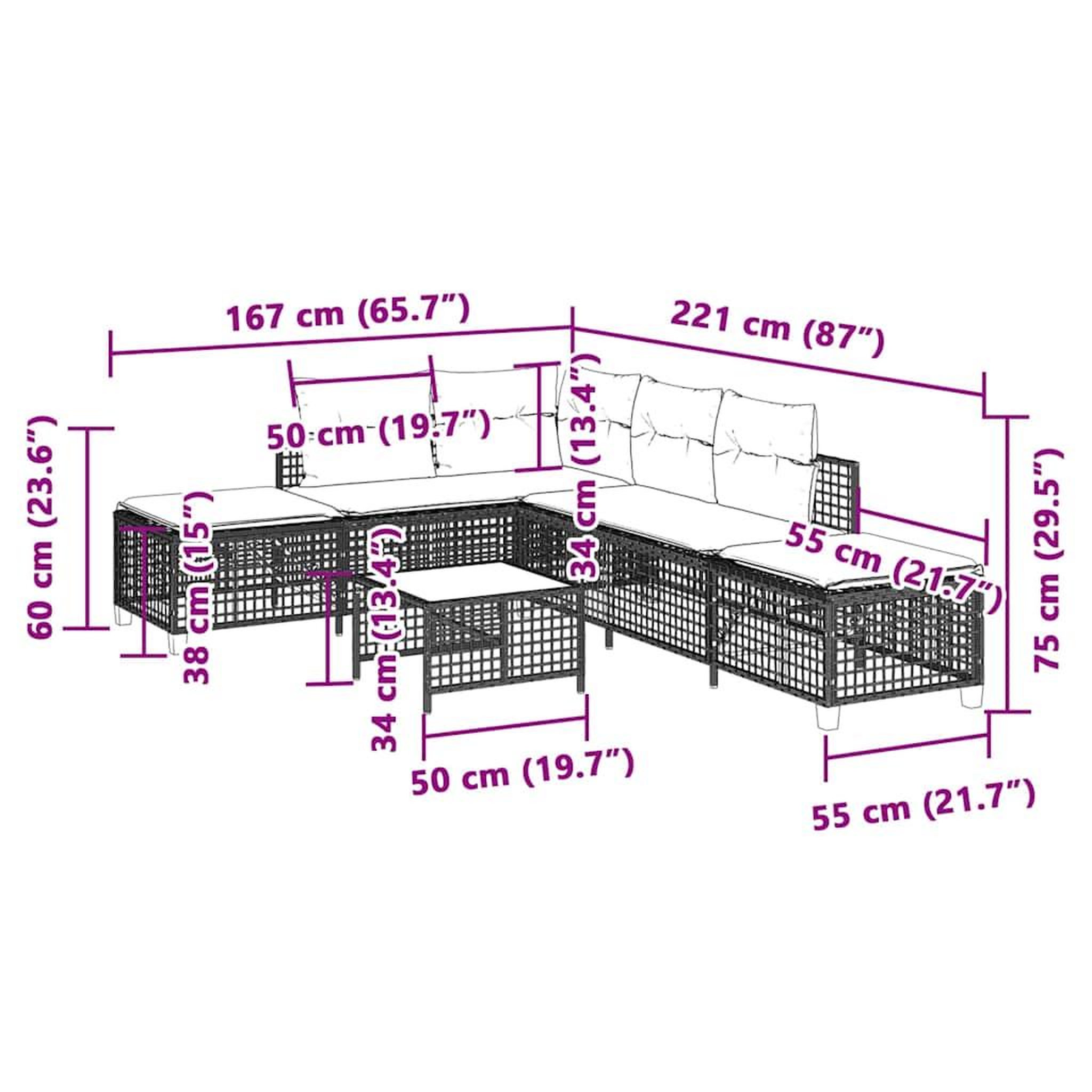 Voir la diapositive 6 : VIDAXL Salon de jardin d'angle avec coussins 3 pcs gris clair rotin
