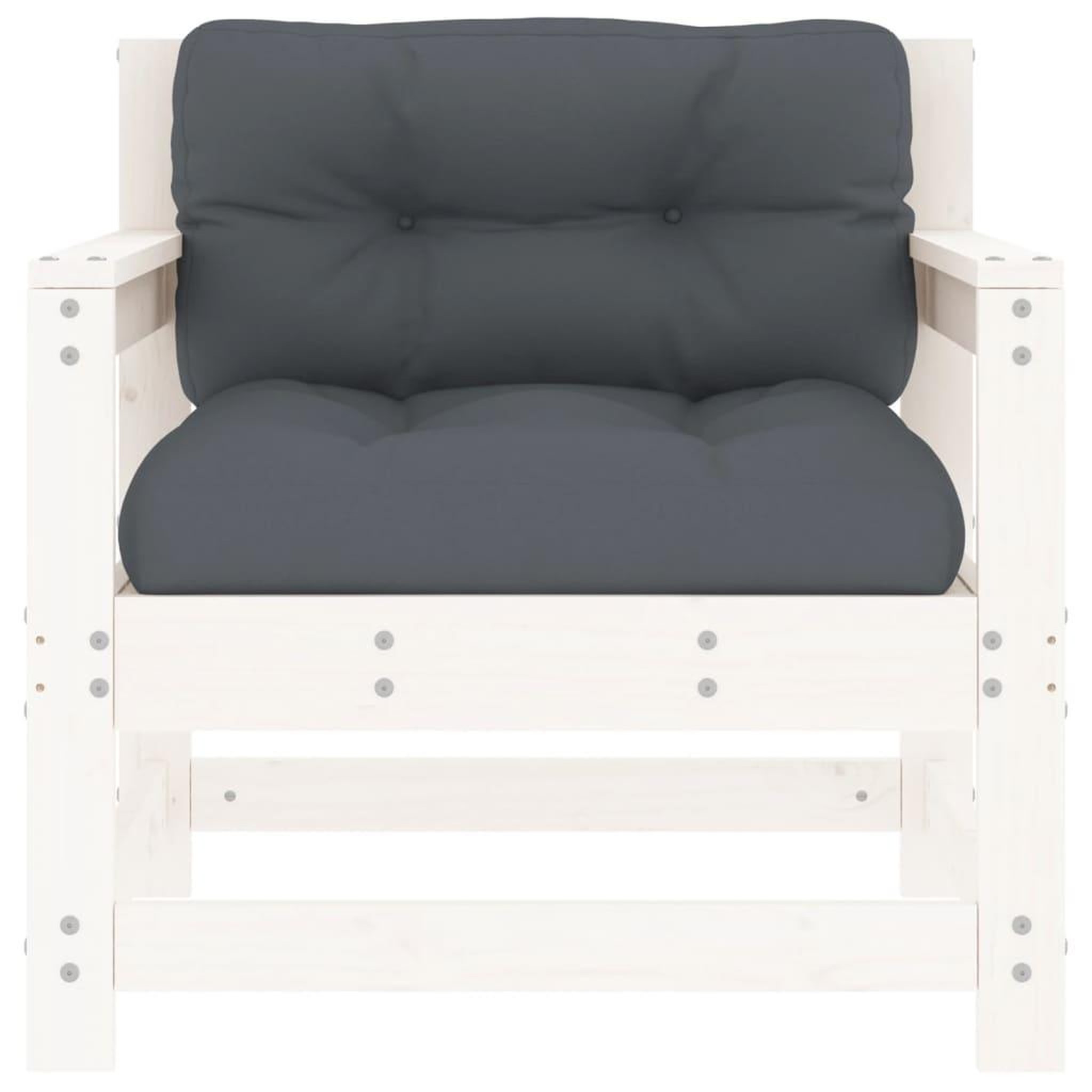 Voir la diapositive 4 : VIDAXL Chaises de jardin et coussins lot de 2 blanc bois de pin massif