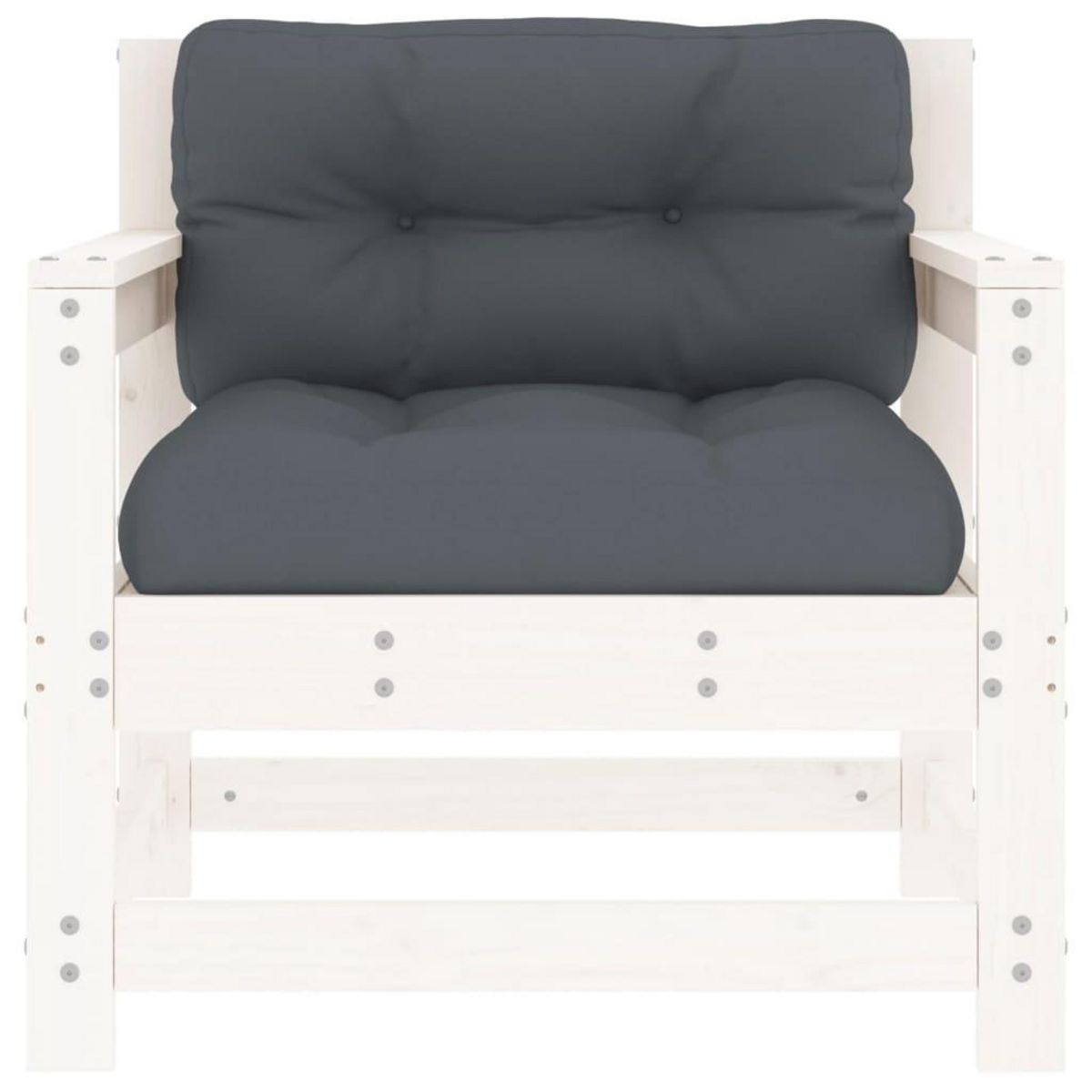 VIDAXL Chaises de jardin et coussins lot de 2 blanc bois de pin massif