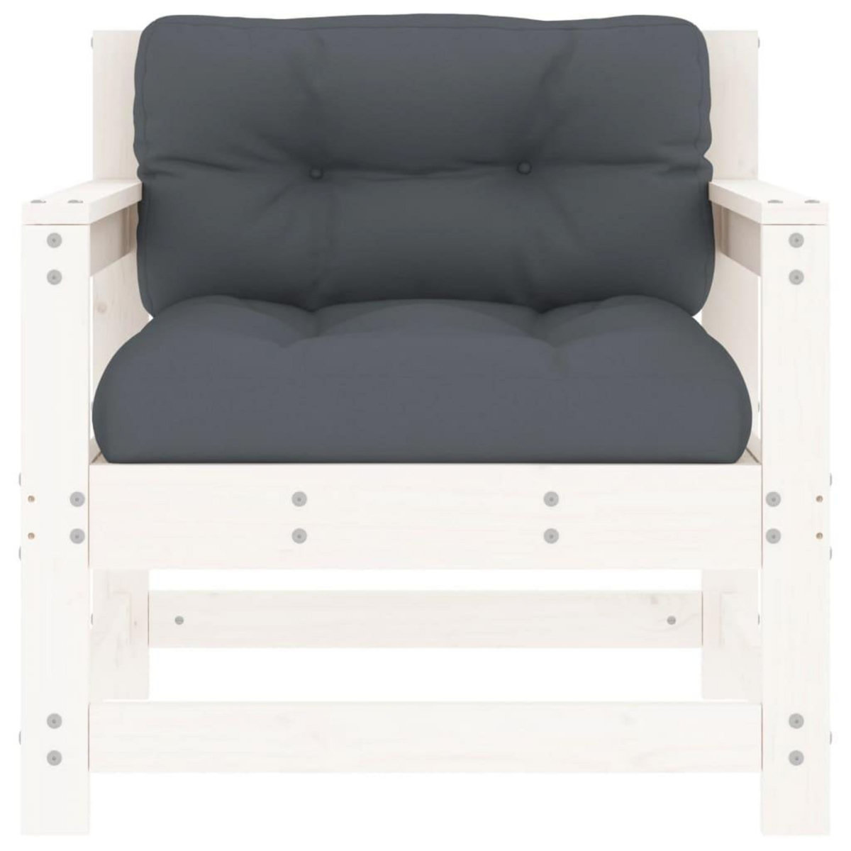 VIDAXL Chaises de jardin et coussins lot de 2 blanc bois de pin massif