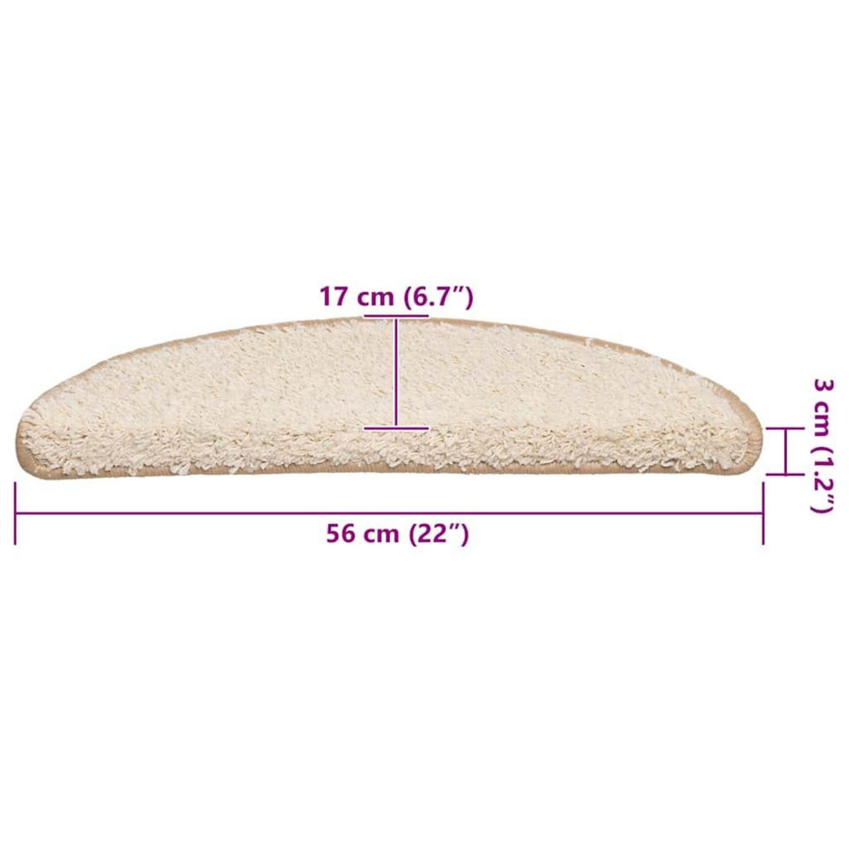 VIDAXL Tapis d'escalier 30 pcs creme 56x17x3 cm