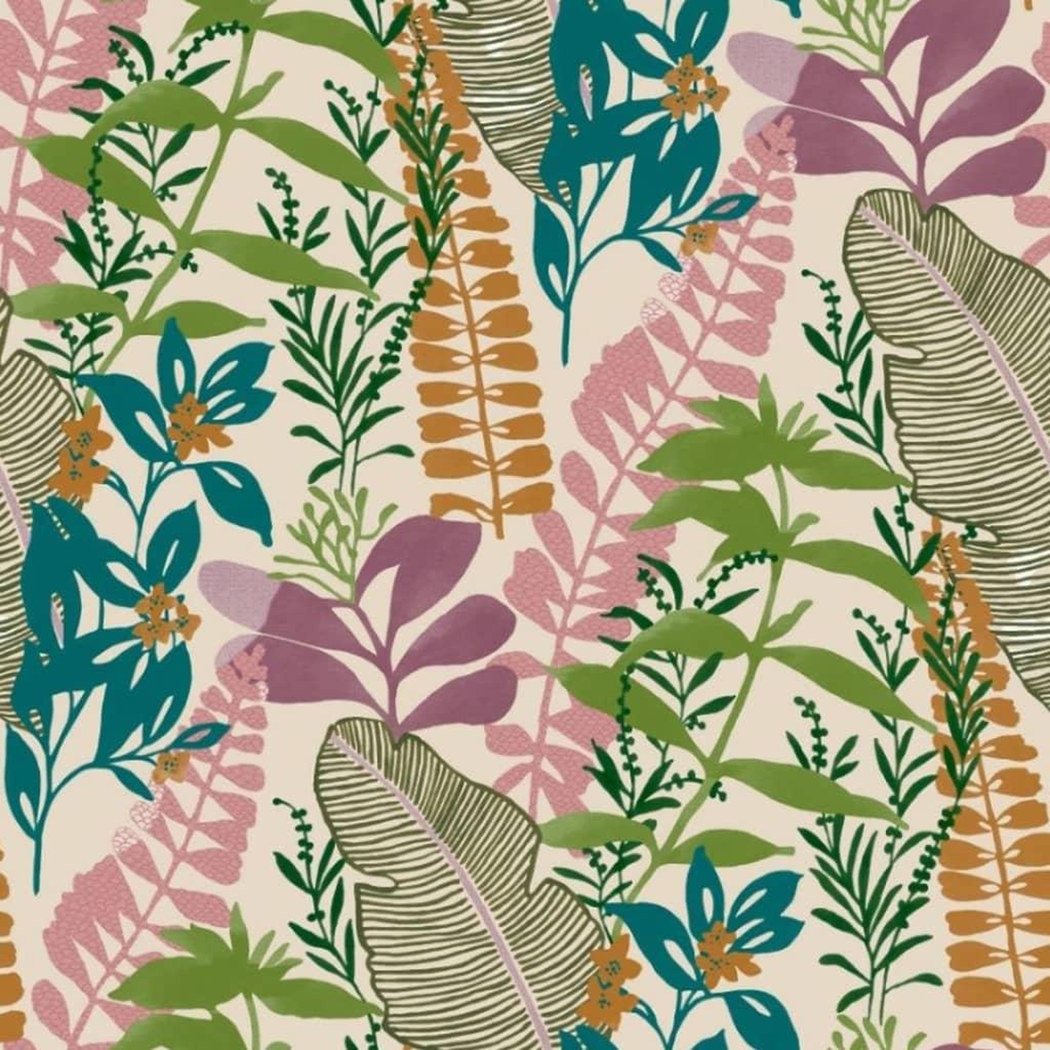 Voir la diapositive 2 : Noordwand Noordwand Papier peint Good Vibes Big Leaves Vert et rose