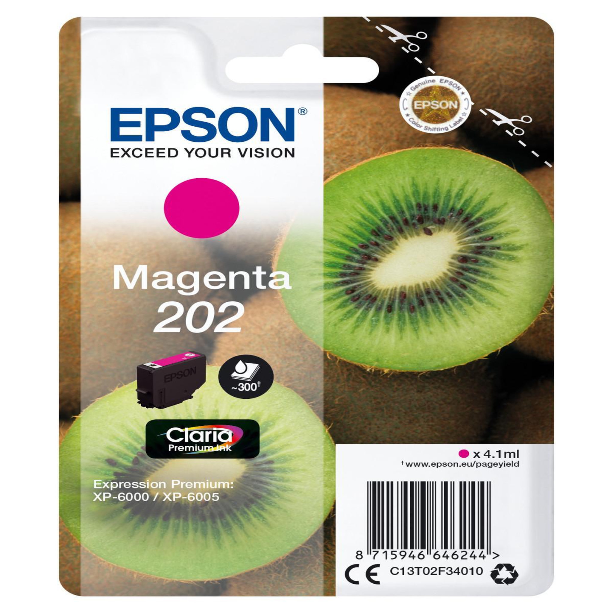 Voir la diapositive 2 : Epson Cartouche d'encre originale 202 magenta série kiwi - c13t02e34010