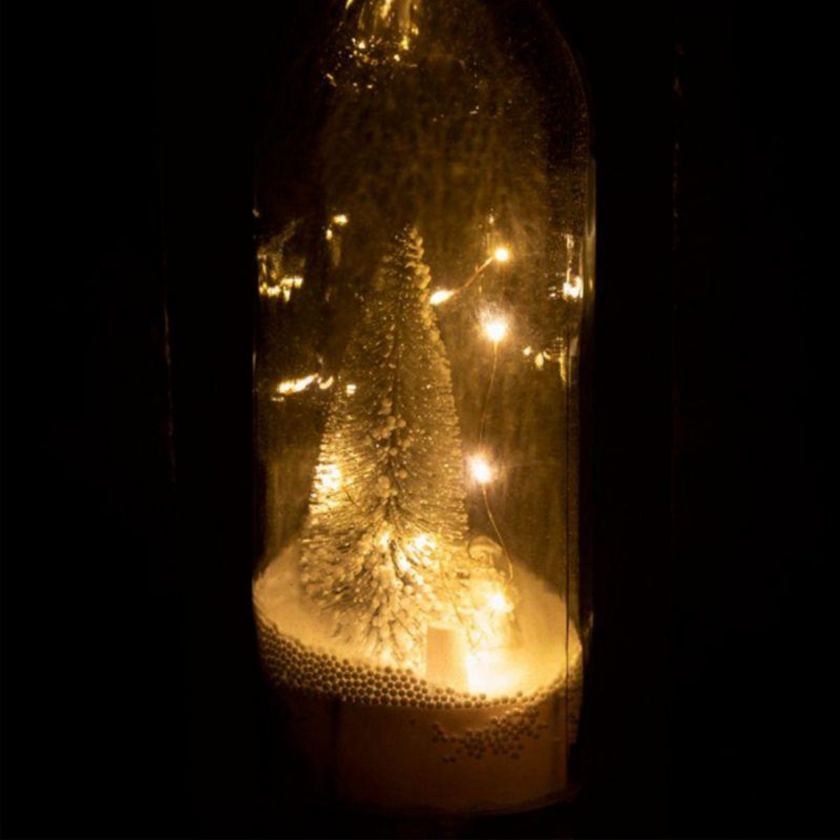 Paris Prix Statue Déco LED  Bouteille de Noël  44cm Transparent & Argent