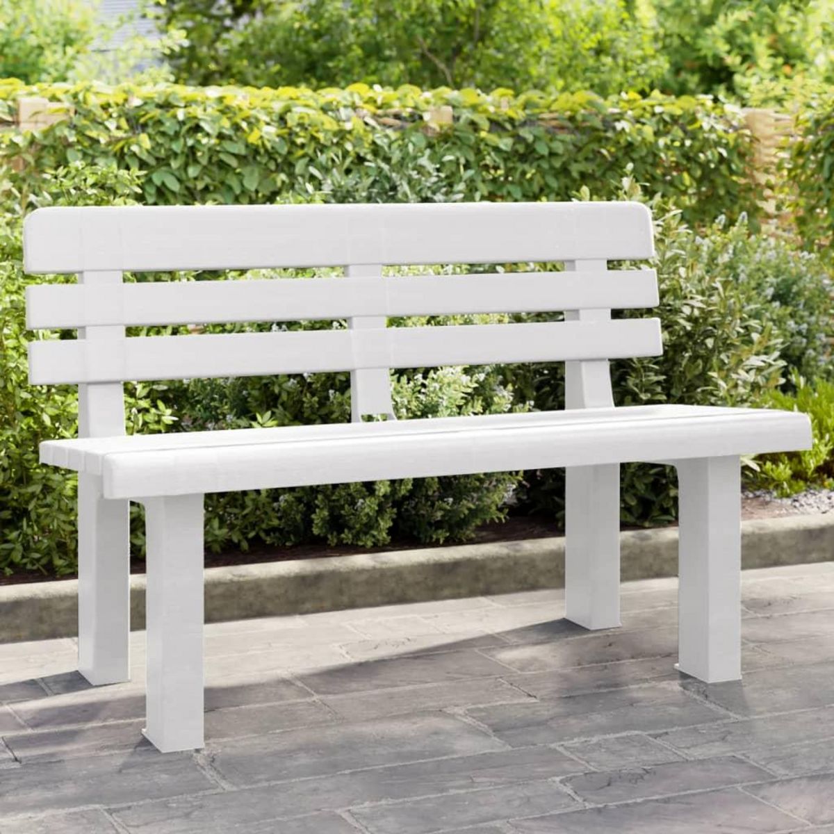 VIDAXL Banc de jardin blanc 110x52x71 cm polypropylene