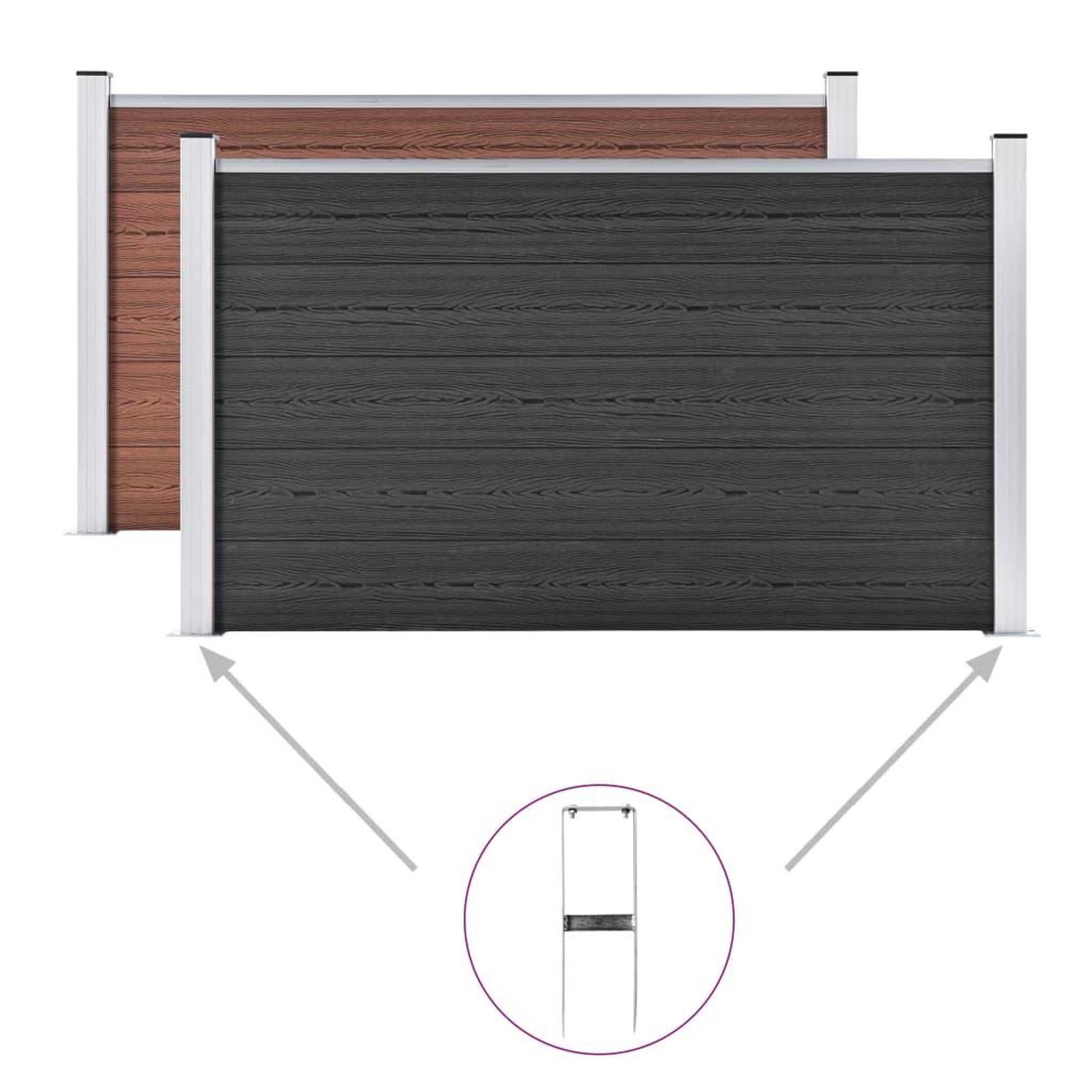 Voir la diapositive 4 : VIDAXL Piquets de cloture de sol 2 pcs pour cloture en wpc acier 40 cm