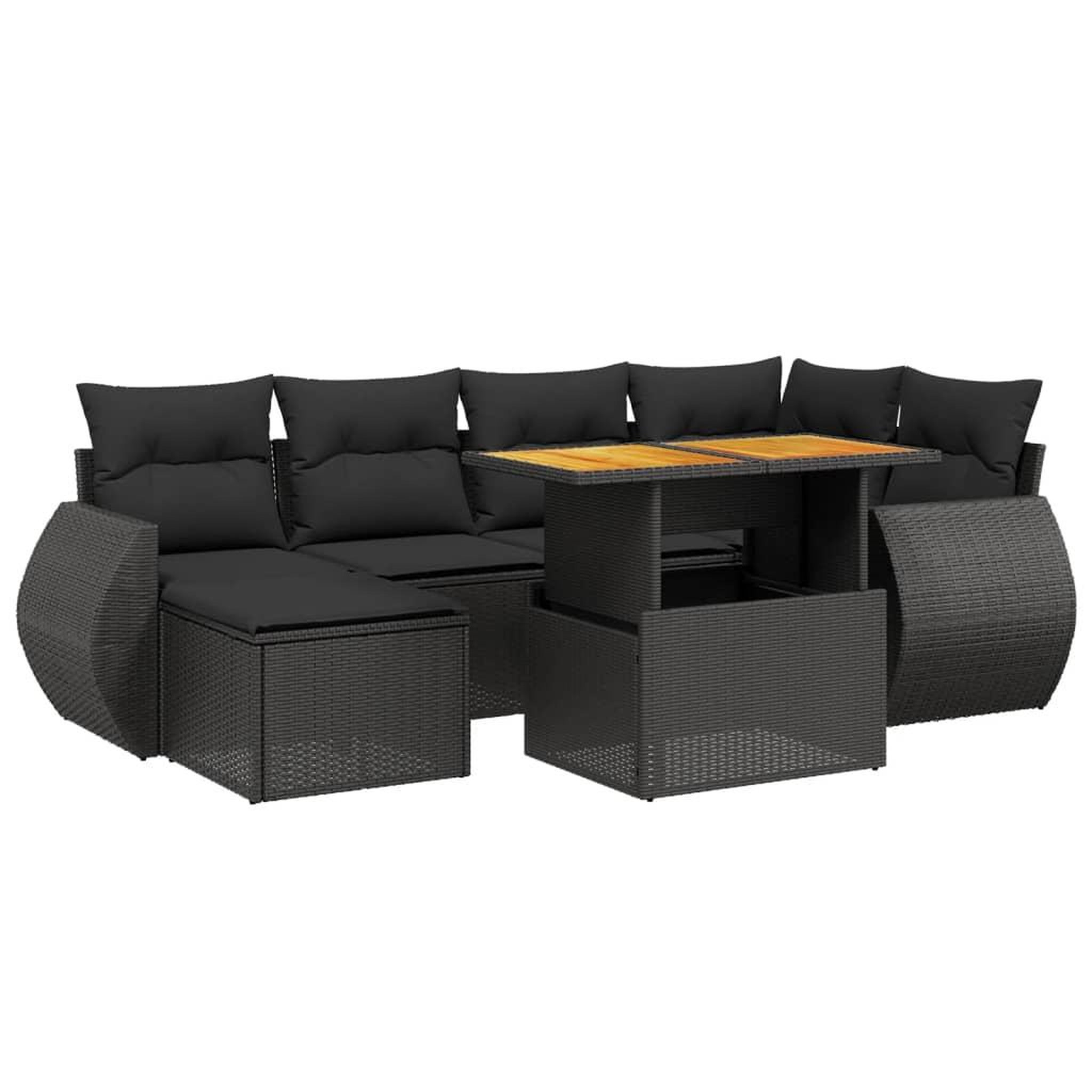 Voir la diapositive 2 : VIDAXL Salon de jardin 7 pcs avec coussins noir resine tressee