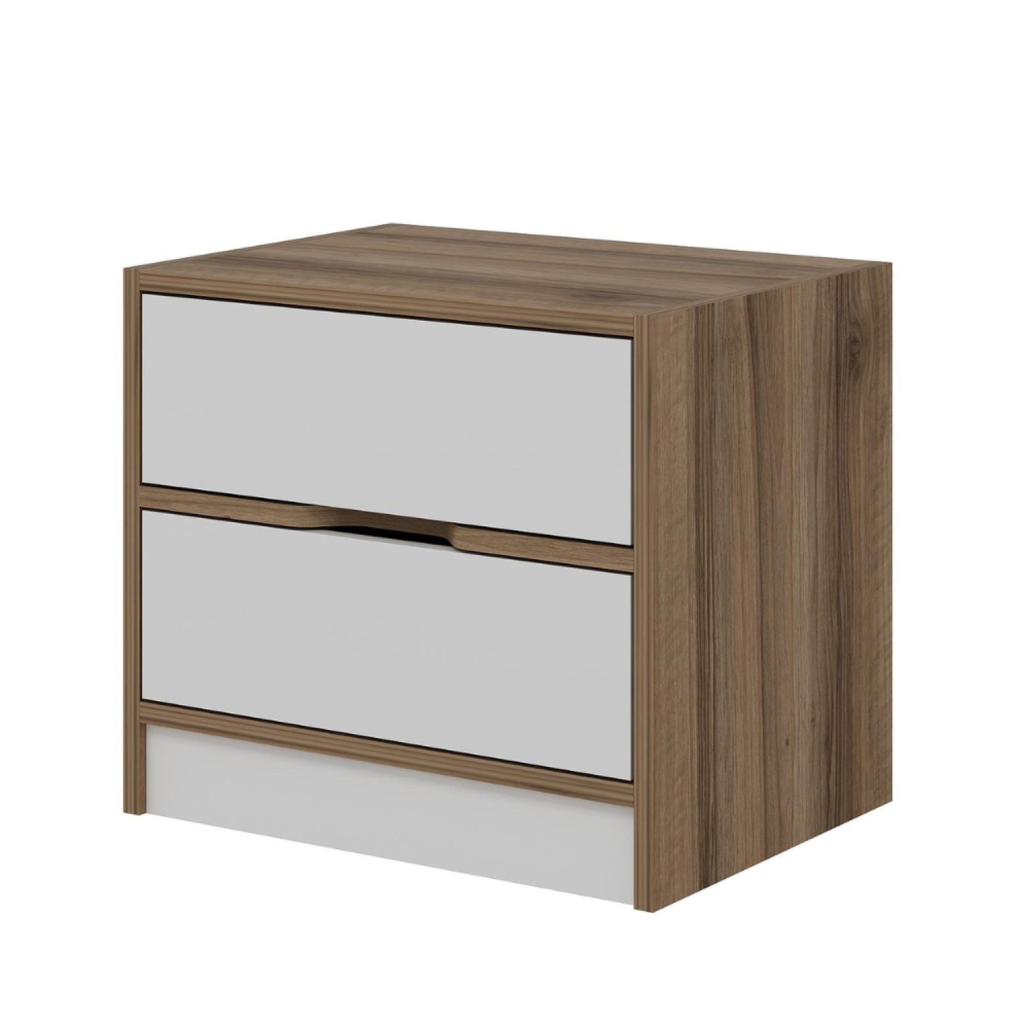 Voir la diapositive 5 : CONCEPT USINE Table de chevet bois et blanc 2 tiroirs molde