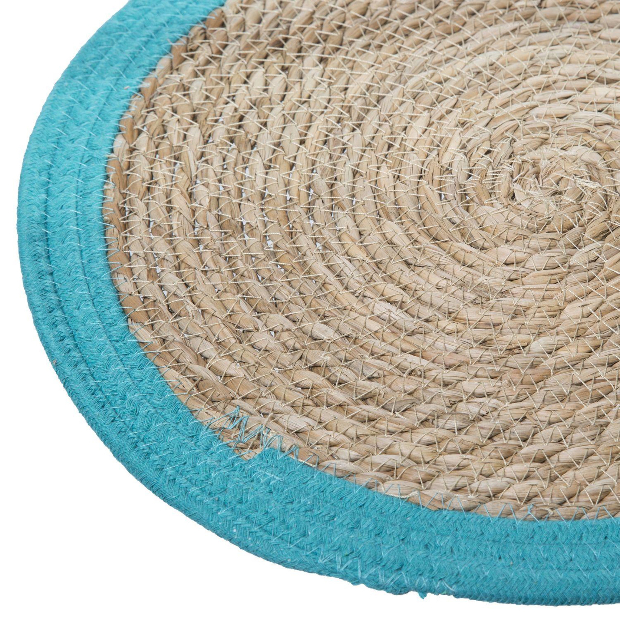 Voir la diapositive 2 : TOILINUX Lot de 6 sets de table rond en roseau et coton Pop