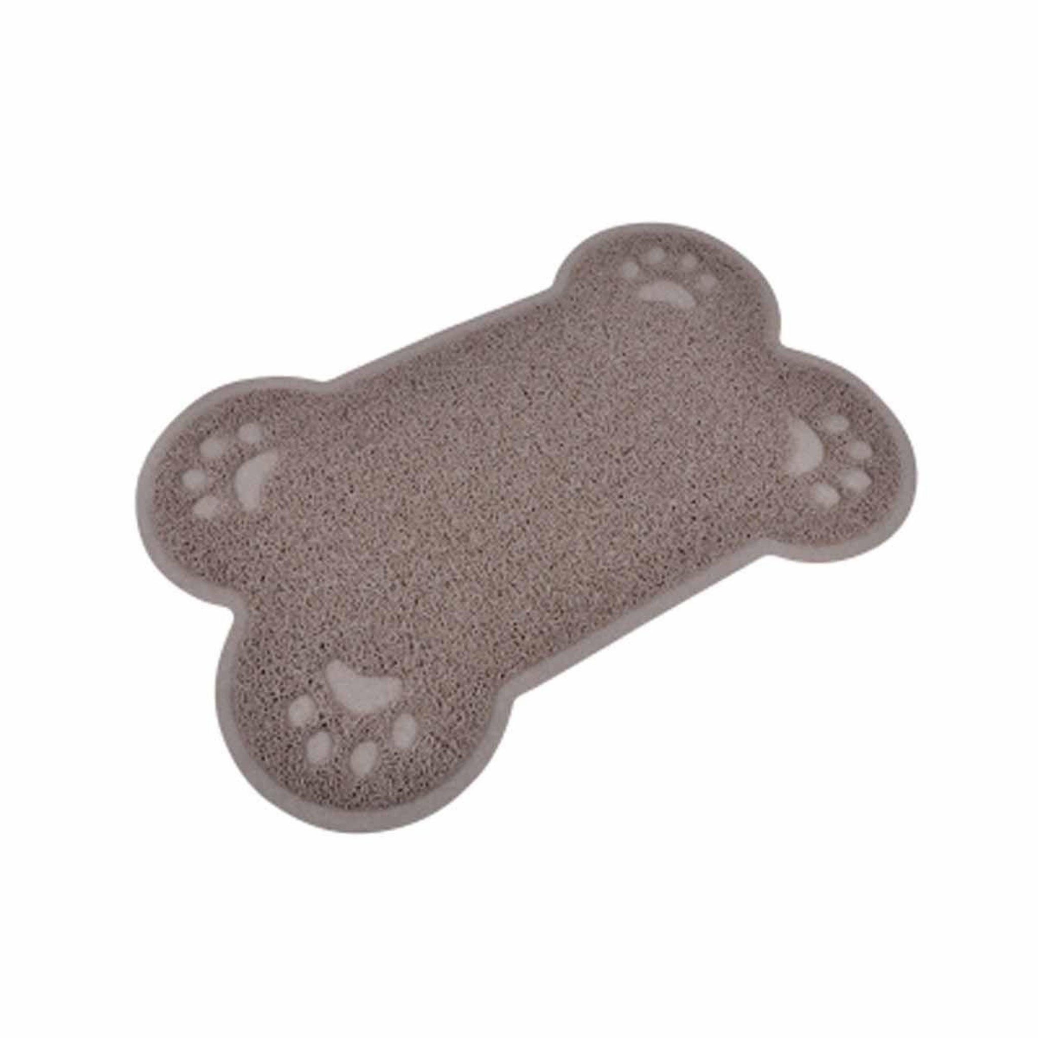 LOVE STORY Tapis repas pour chien  forme os  60cm taupe