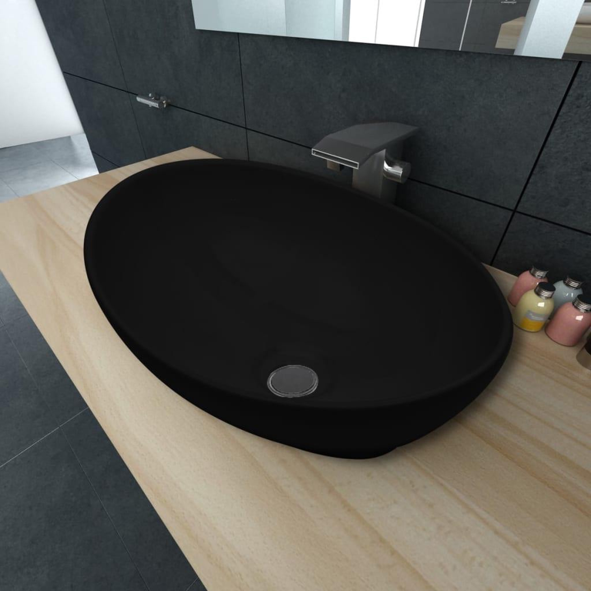 Voir la diapositive 1 : VIDAXL Lavabo ovale Ceramique 40 x 33 cm Noir