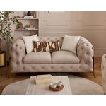 LISA DESIGN Camden - canapé 2 places chesterfield en velours - pieds en métal doré. Coloris disponibles : Bleu, Beige, Jaune, Gris, Noir, Vert