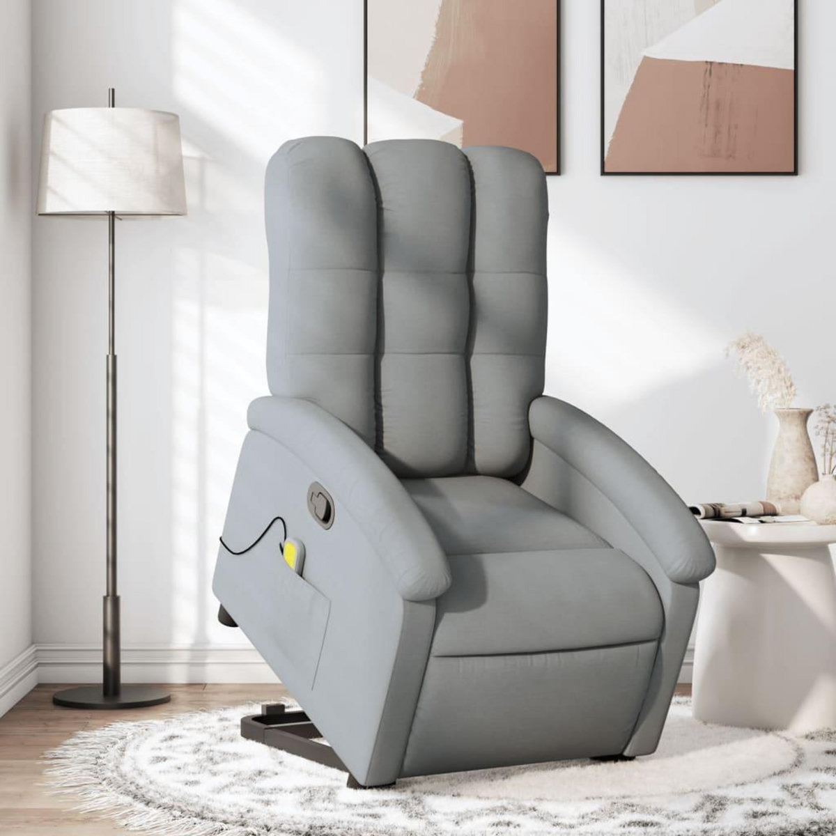 VIDAXL Fauteuil de massage inclinable Gris clair Tissu