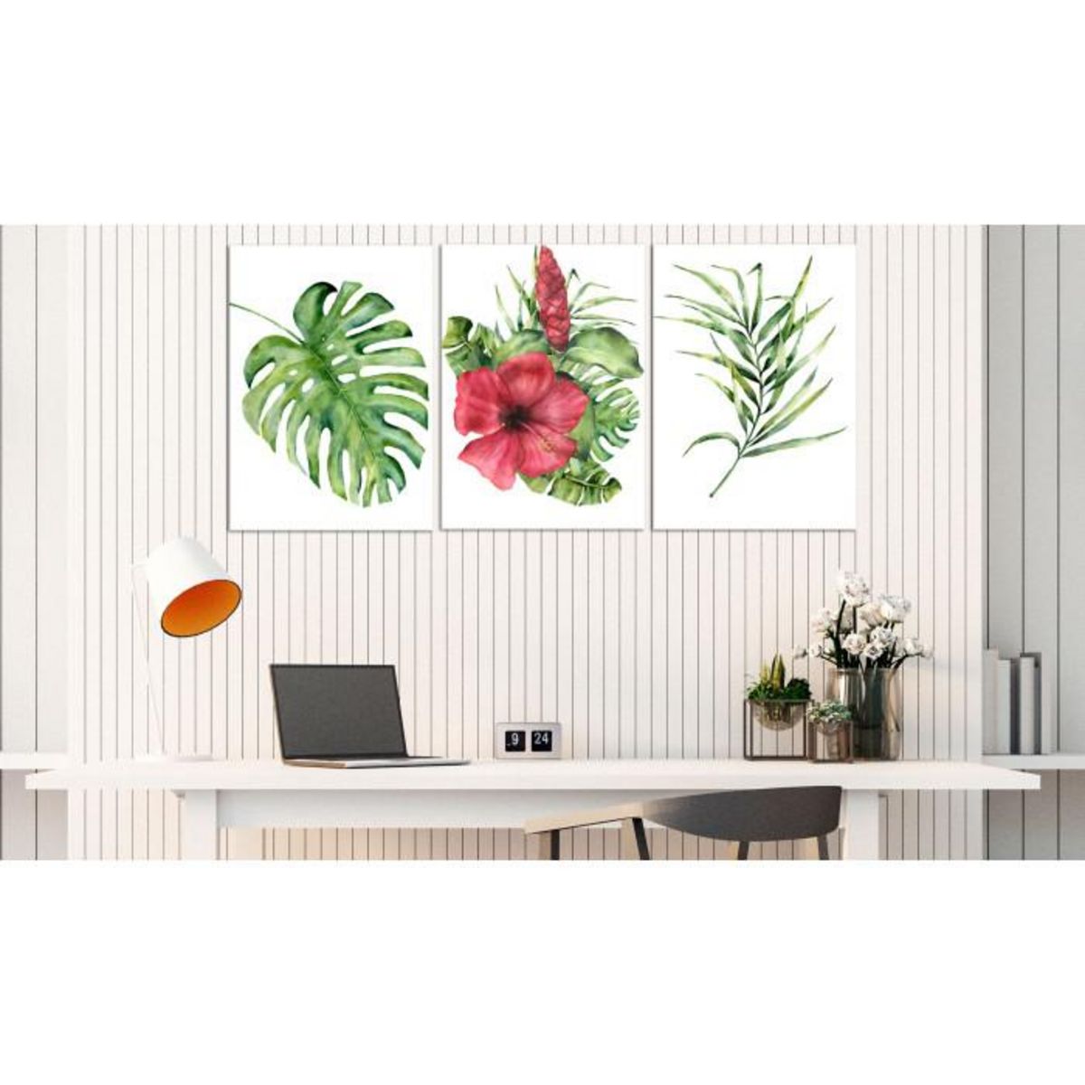 Paris Prix Tableau Imprimé  Red Hibiscus 3 Panneaux  60x120cm