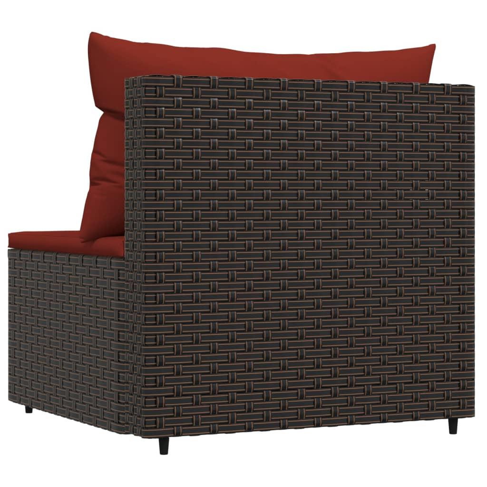 Voir la diapositive 4 : VIDAXL Canape central de jardin avec coussins marron resine tressee