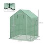 Voir la diapositive 3 : OUTSUNNY Serre de jardin 6 tablettes dim. 1,4L x 0,73l x 1,9H m porte déroulante fenêtres acier PE haute densité vert