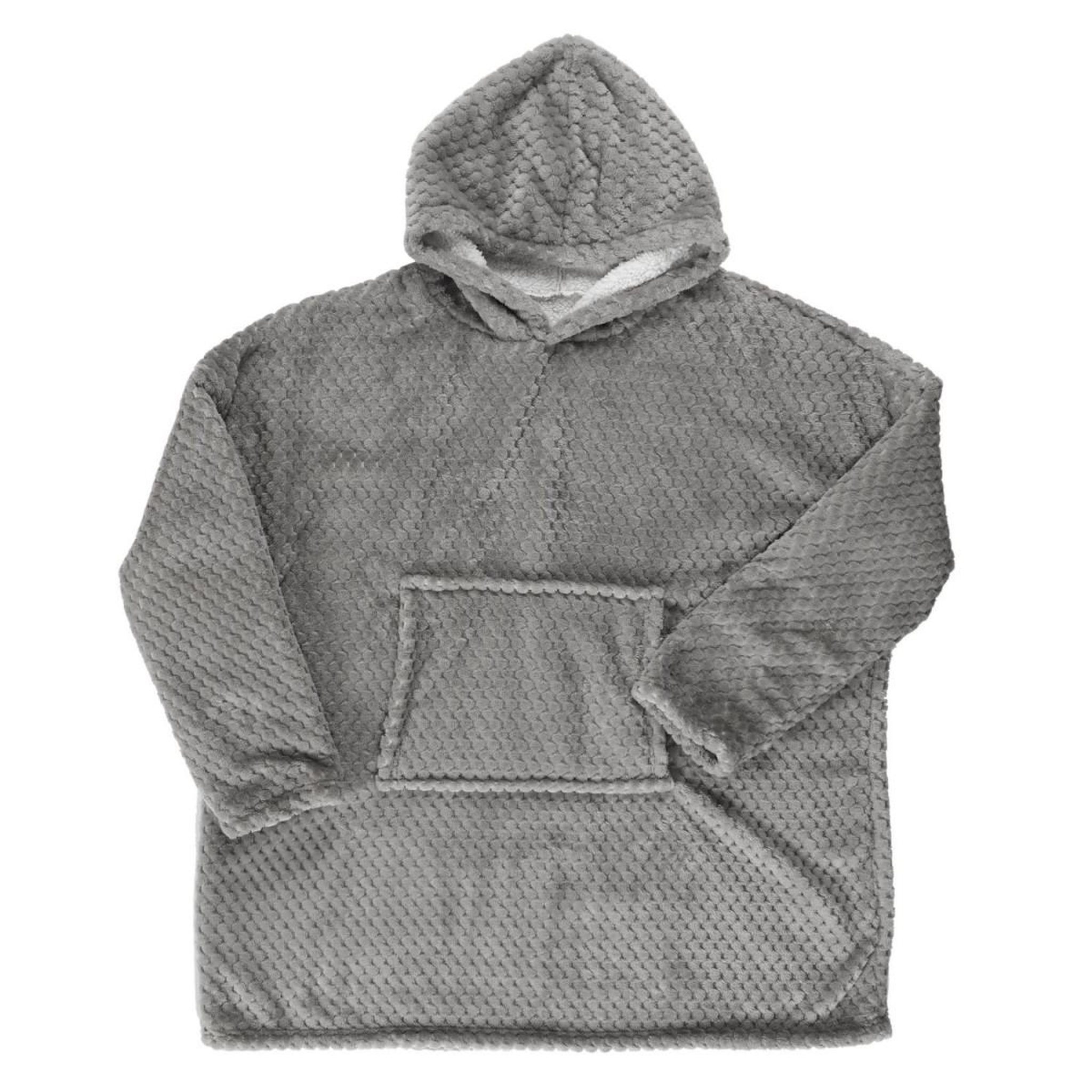 The Home Deco Factory Plaid sweat à capuche  nid d'abeille  85x118cm gris