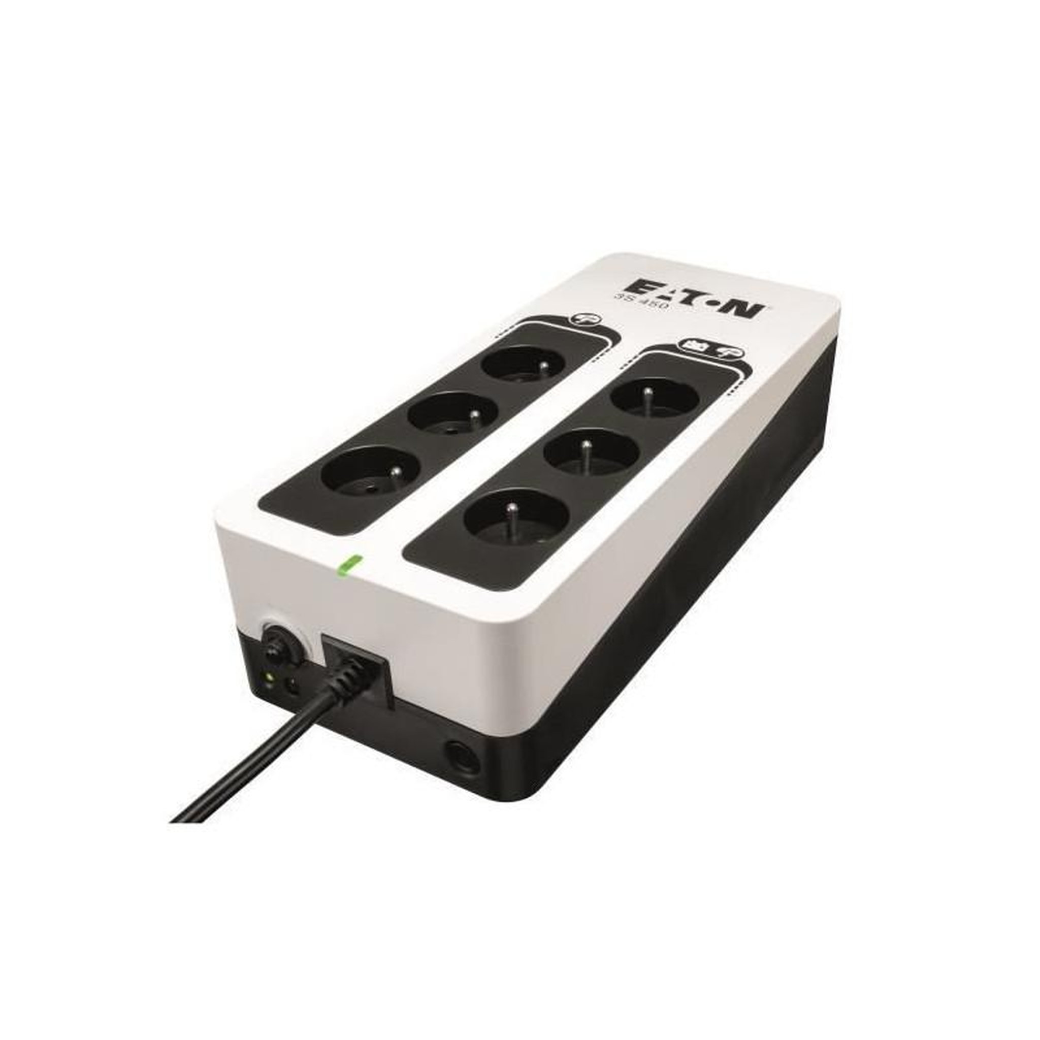 Voir la diapositive 2 : Eaton Eaton Onduleur 3S 450 FR - Off-line UPS - 3S450F - 450VA 6 prises francaises Noir/Blanc