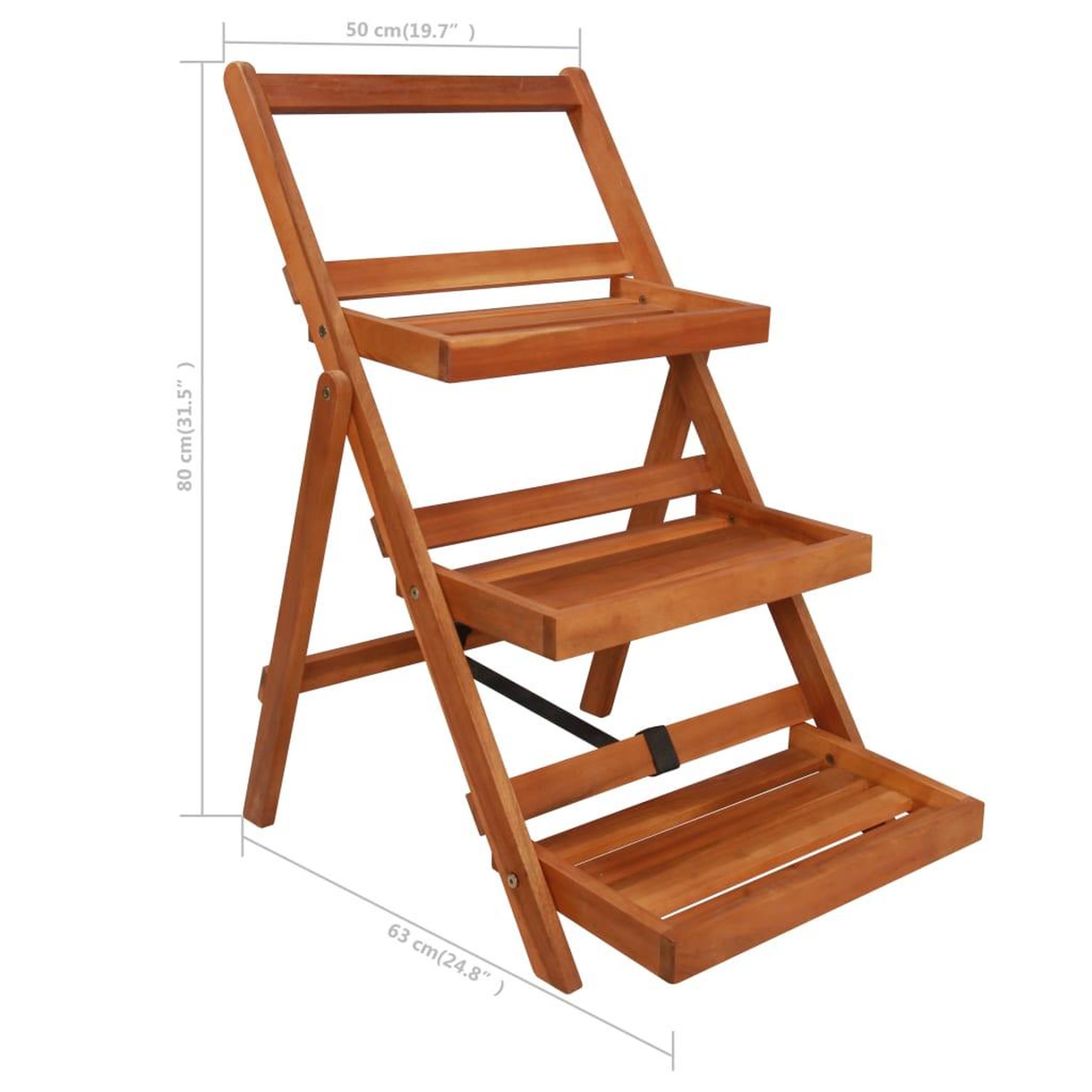 Voir la diapositive 6 : VIDAXL Support de jardiniere a 3 niveaux 50x63x80 cm acacia solide