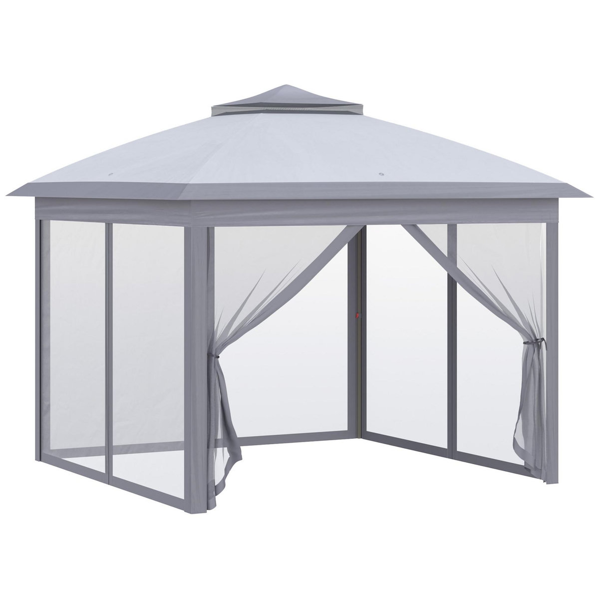 OUTSUNNY Tonnelle barnum de jardin pop-up pliant - dim. 3,30L x 3,30l x 2,88H m - hauteur réglable, double toit, sac transport - métal époxy, oxford, moustiquaires - gris