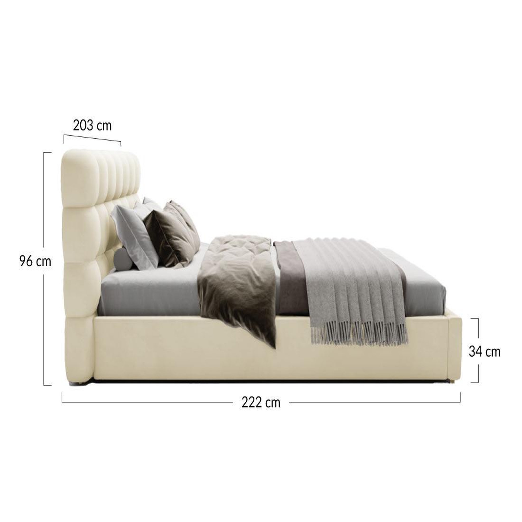 Voir la diapositive 6 : BEST MOBILIER Lotus - lit coffre - 180x200 cm - sommier inclus - en tissu bouclette