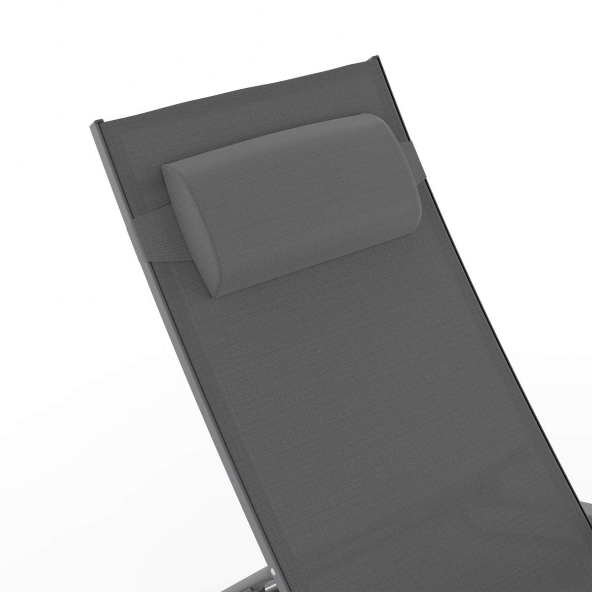 ID MARKET Lot de 2 transats de jardin inclinables en acier HAVANE toile grise avec coussin