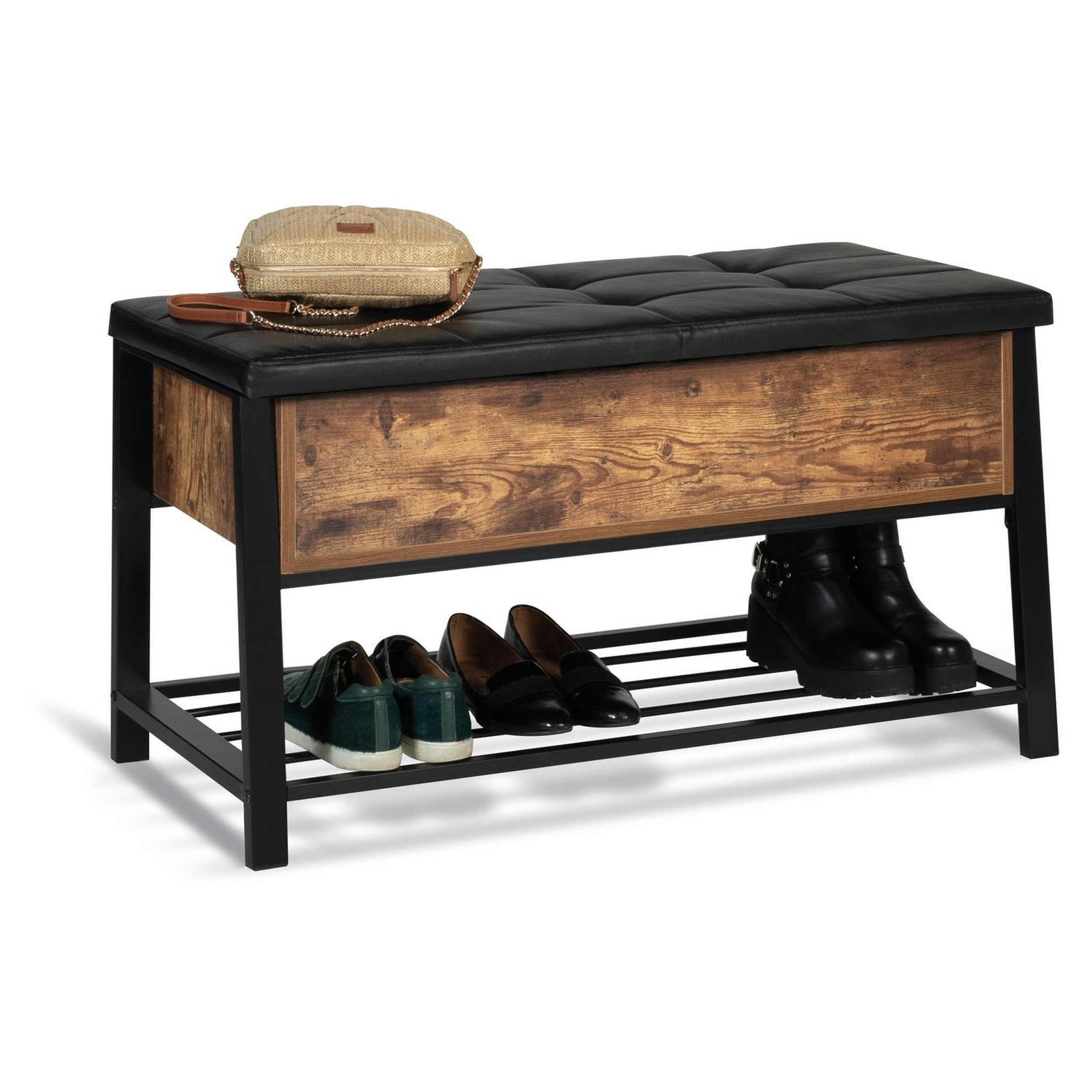 Voir la diapositive 1 : Banc coffre d'entrée range chaussures NINO