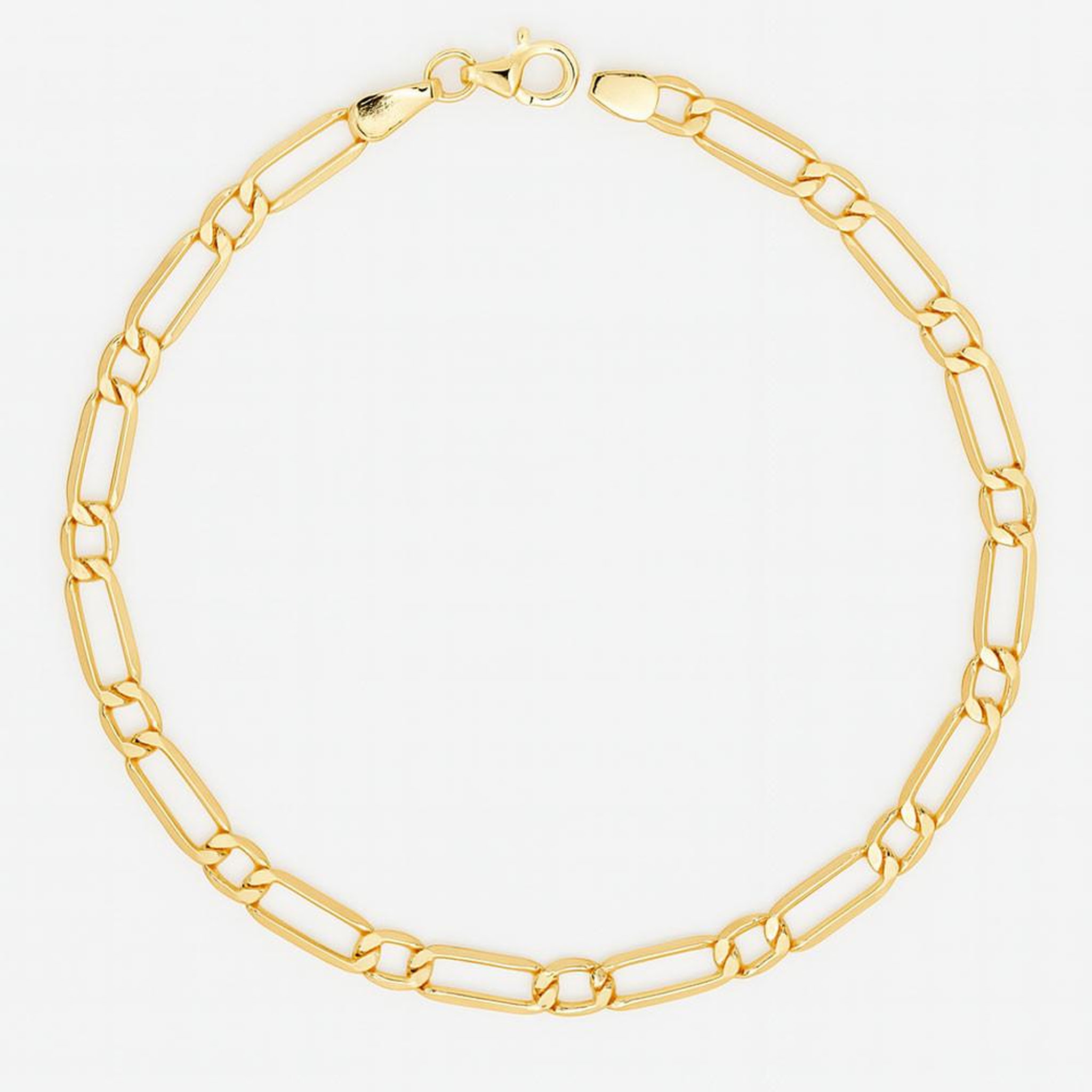 L'ATELIER D'AZUR Bracelet Or Jaune Maille Figaro Alternée 1+1 - Homme 21 cm